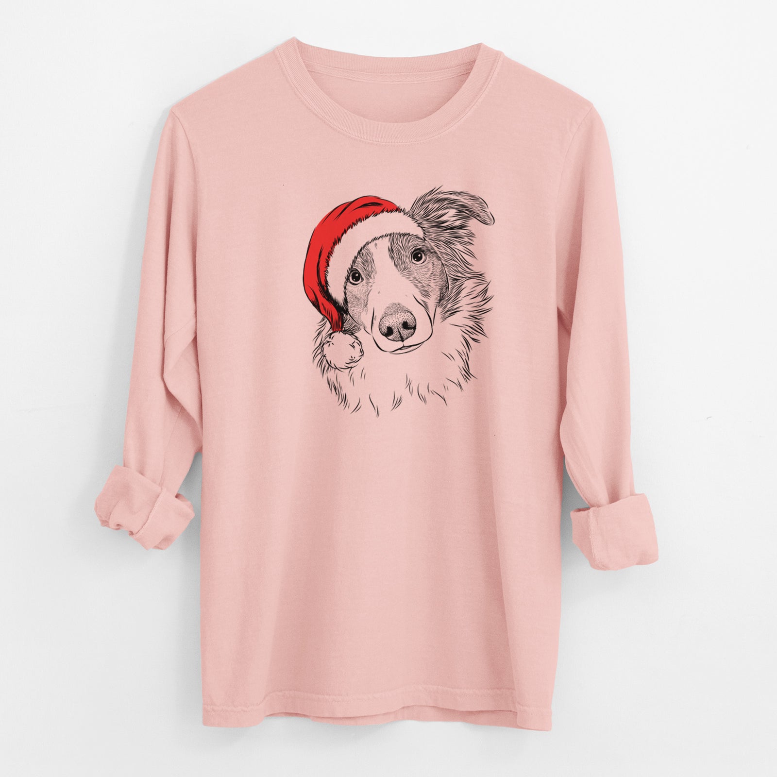 Santa Cyclone the Australian Shepherd - Men's Heavyweight 100% Cotton Long Sleeve