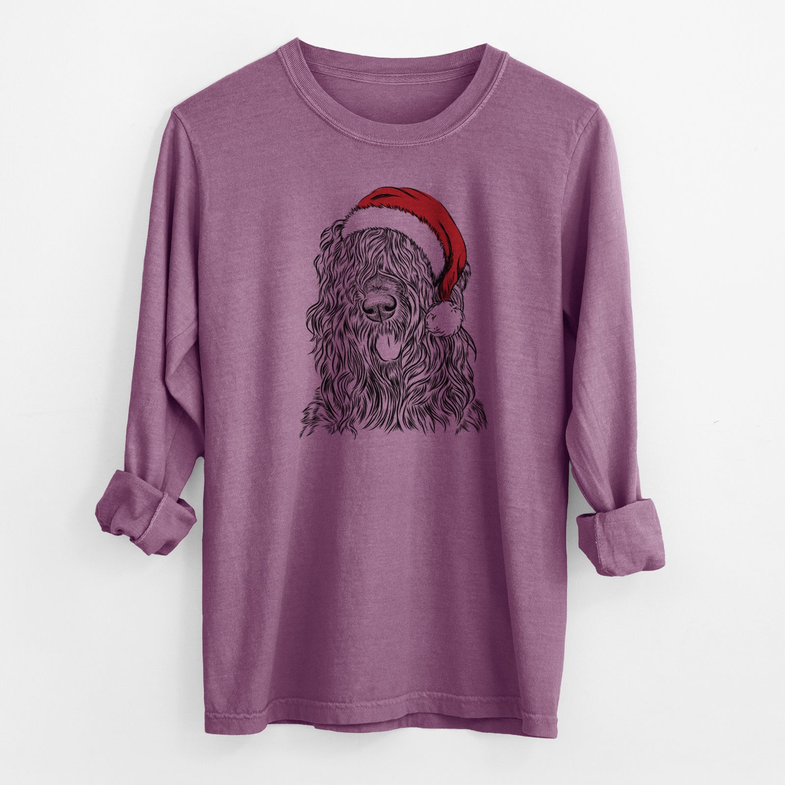 Santa Darryl the Black Russian Terrier - Men's Heavyweight 100% Cotton Long Sleeve