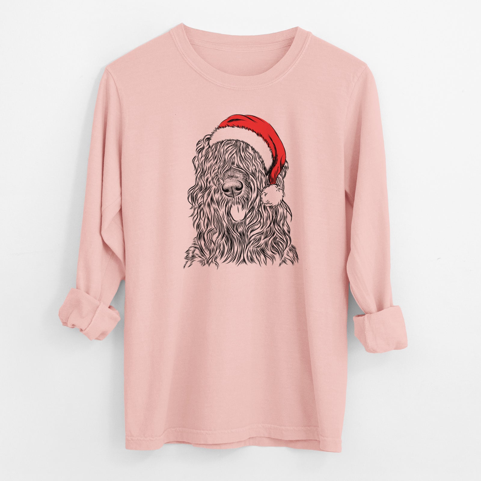 Santa Darryl the Black Russian Terrier - Men's Heavyweight 100% Cotton Long Sleeve