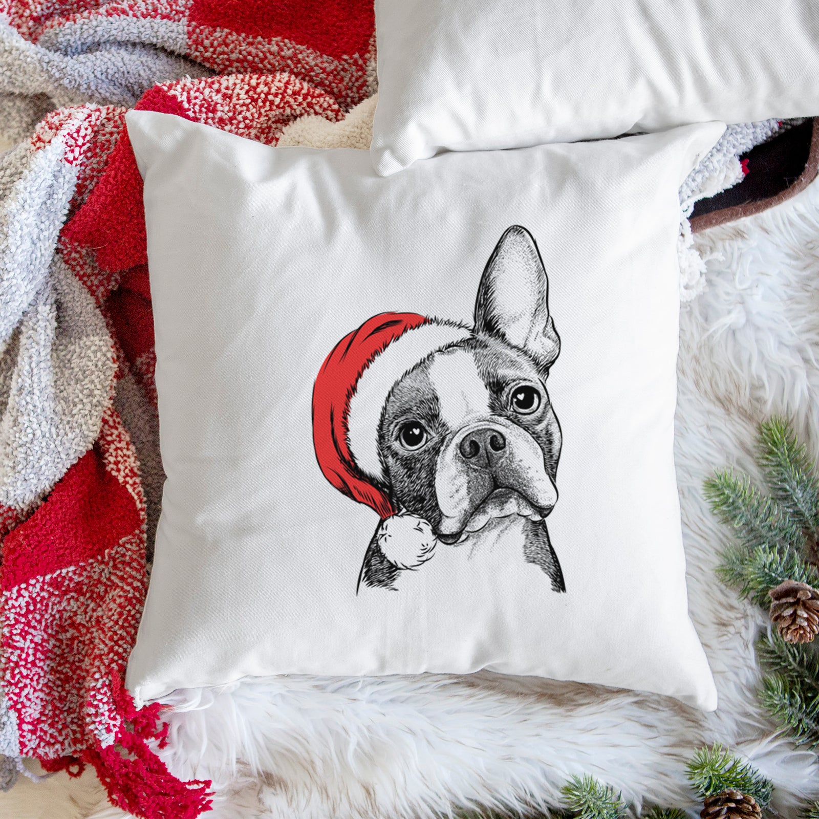 Dee Dee the Boston Terrier - Throw Pillow Cover