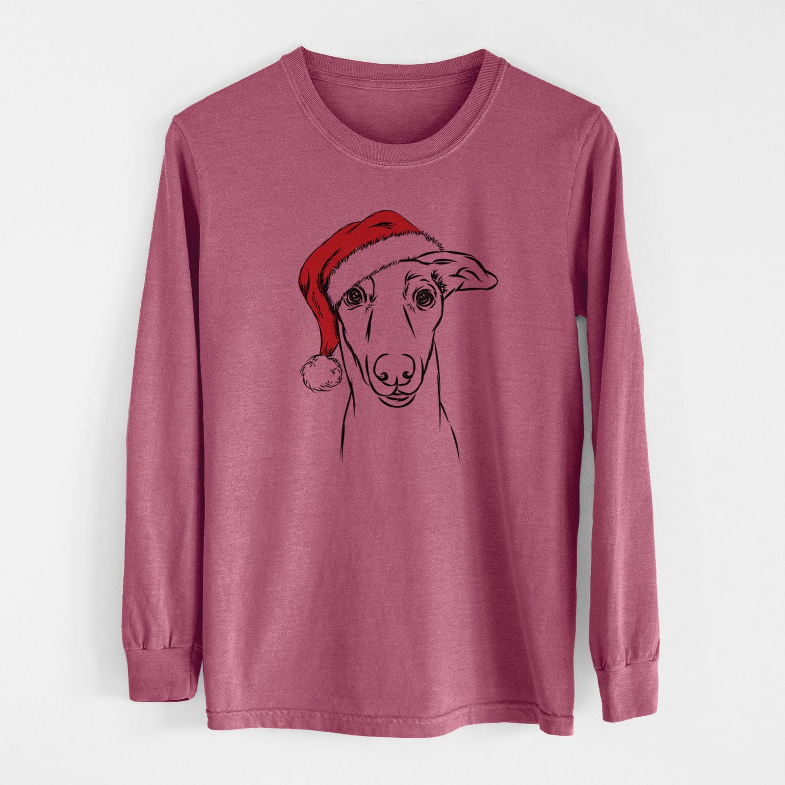 Santa Diva the Greyhound - Men's Heavyweight 100% Cotton Long Sleeve