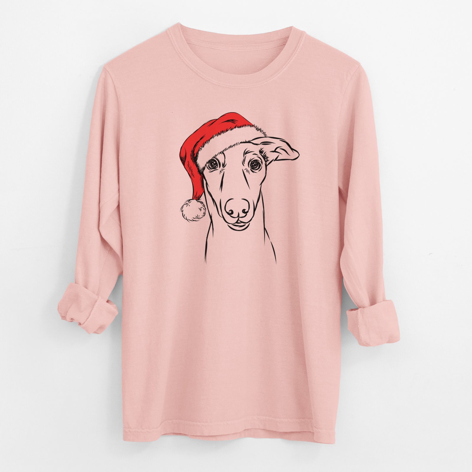 Santa Diva the Greyhound - Men's Heavyweight 100% Cotton Long Sleeve