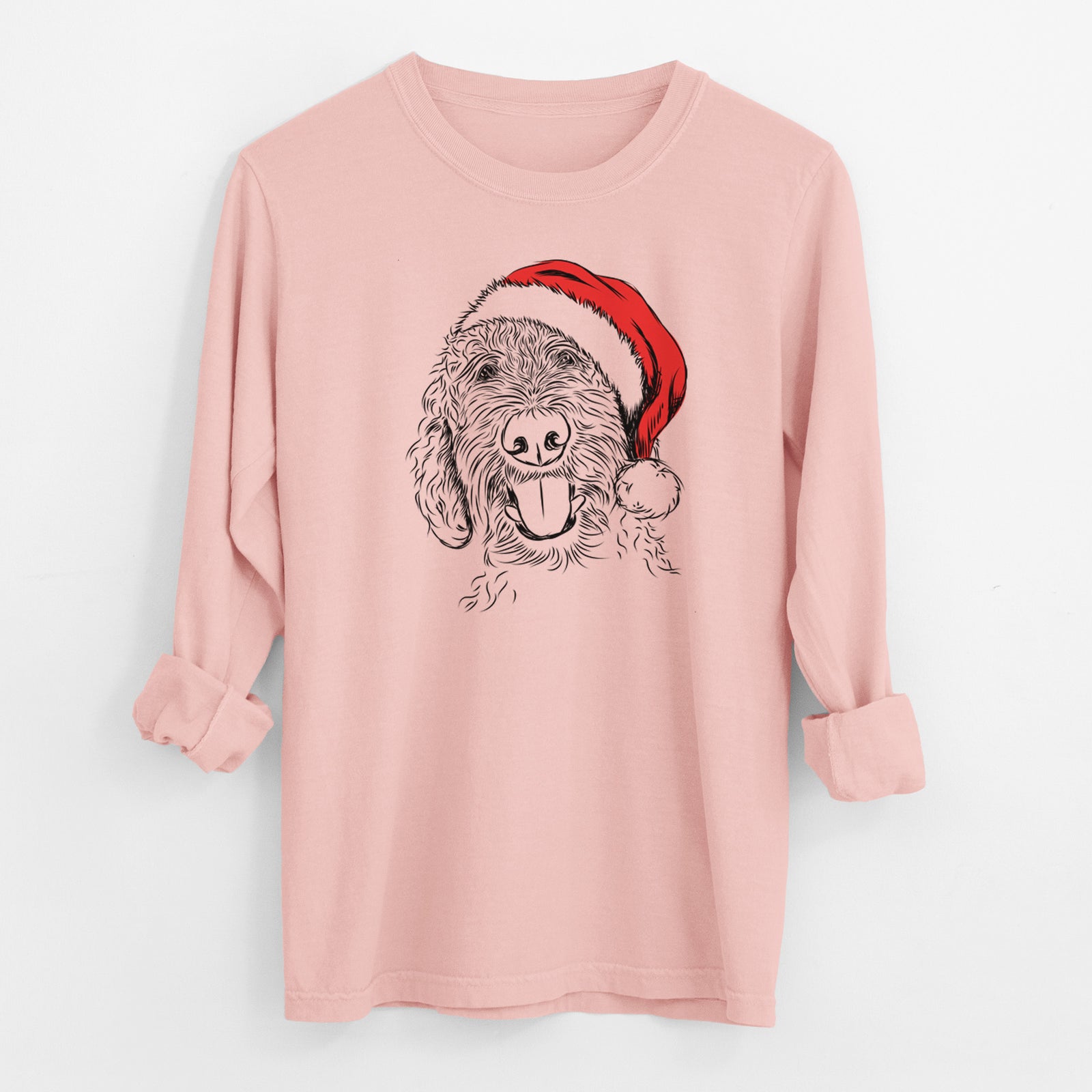 Santa Dixie the Doodle - Men's Heavyweight 100% Cotton Long Sleeve