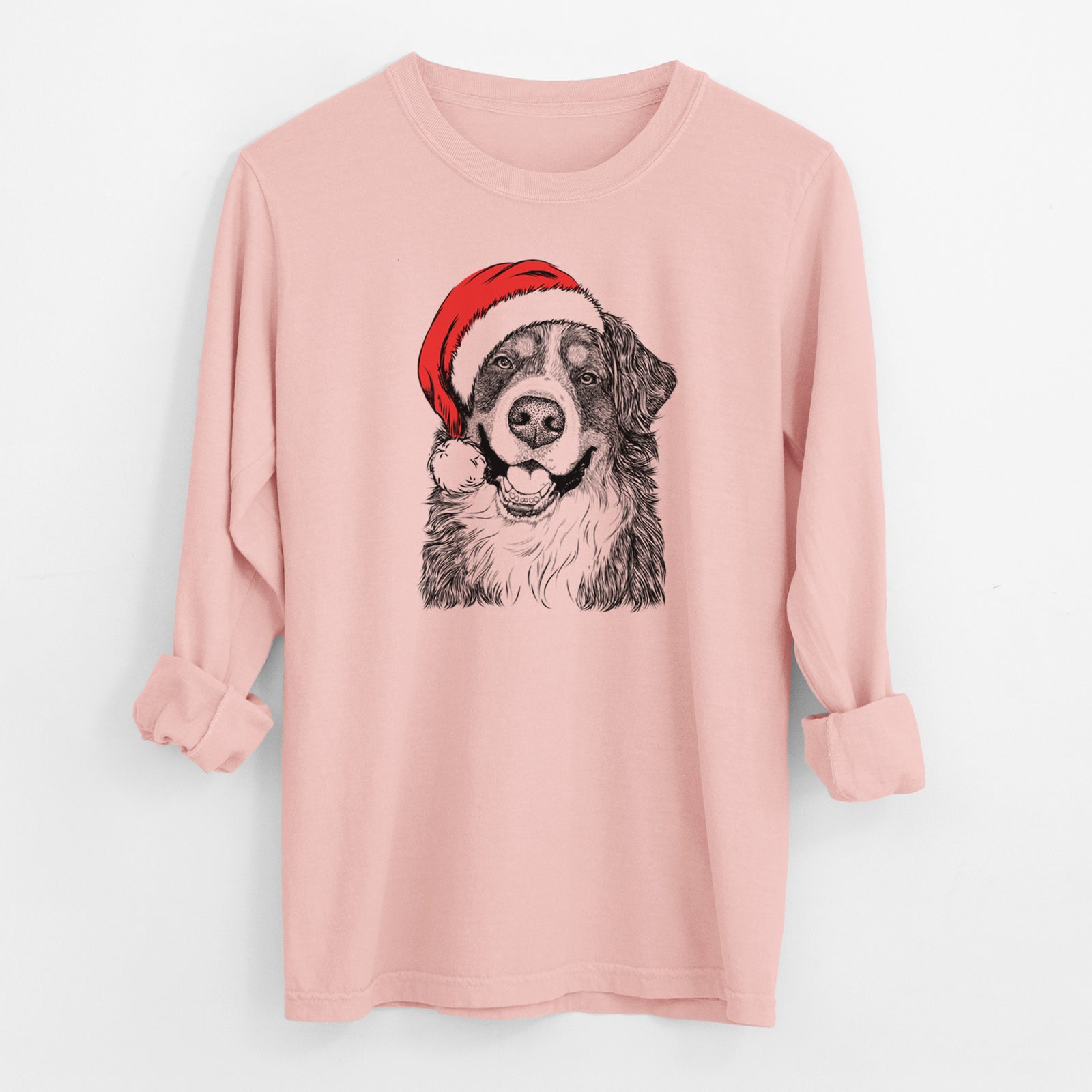 Santa Eiger the Bernese Mountain Dog - Men's Heavyweight 100% Cotton Long Sleeve