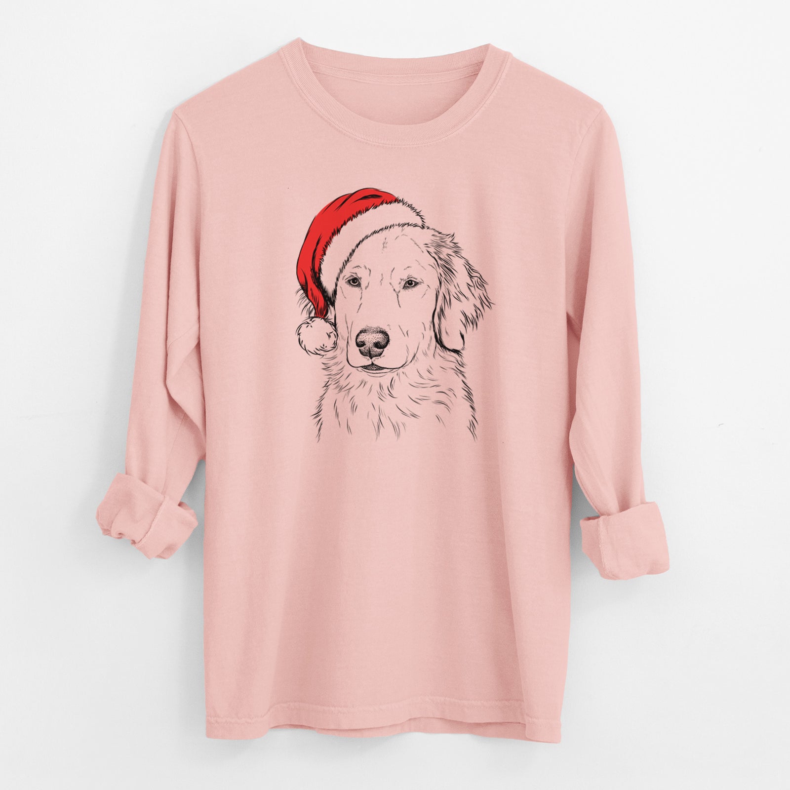 Santa Eli the Golden Retriever - Men's Heavyweight 100% Cotton Long Sleeve
