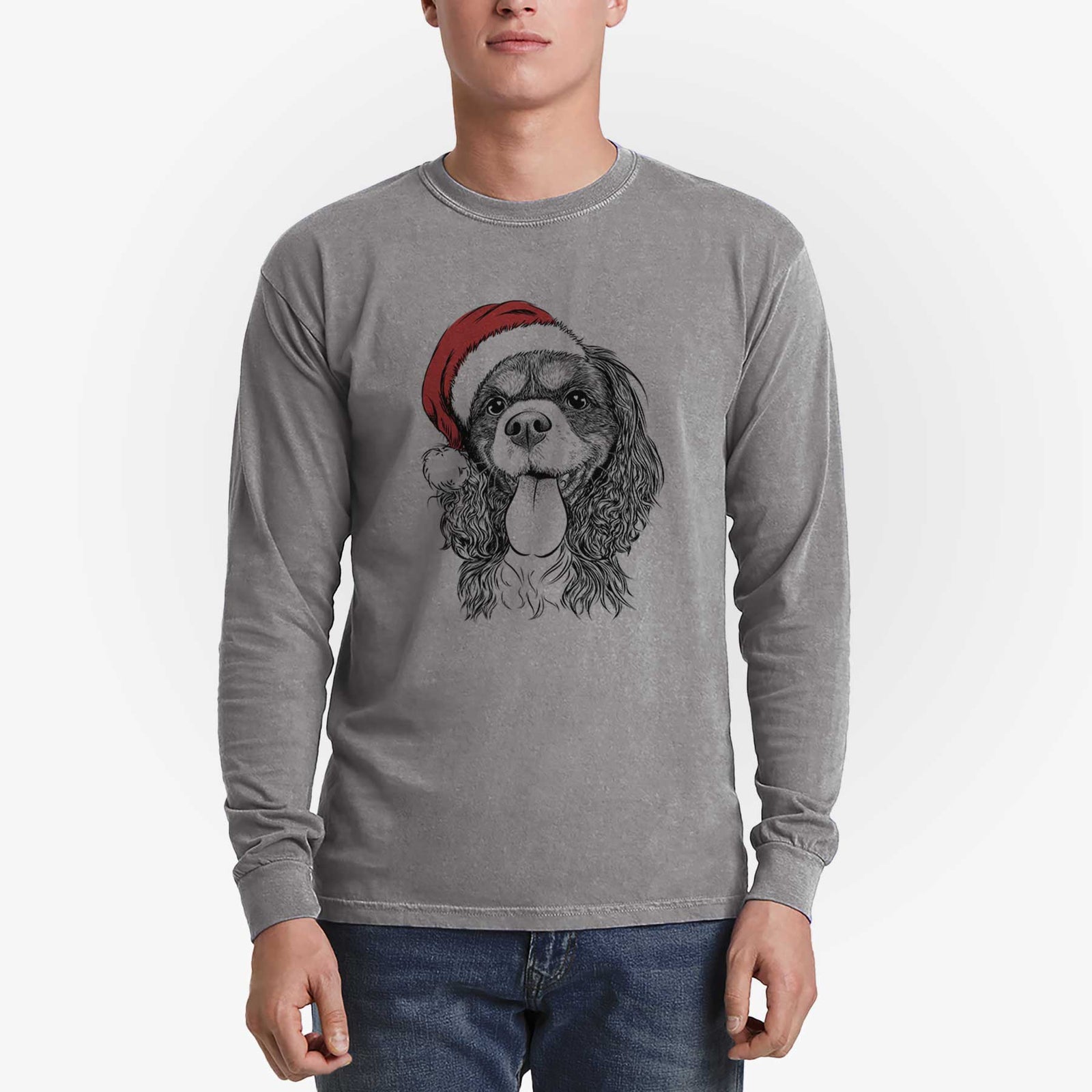 Santa Elizabeth the Cavalier King Charles Spaniel - Men's Heavyweight 100% Cotton Long Sleeve