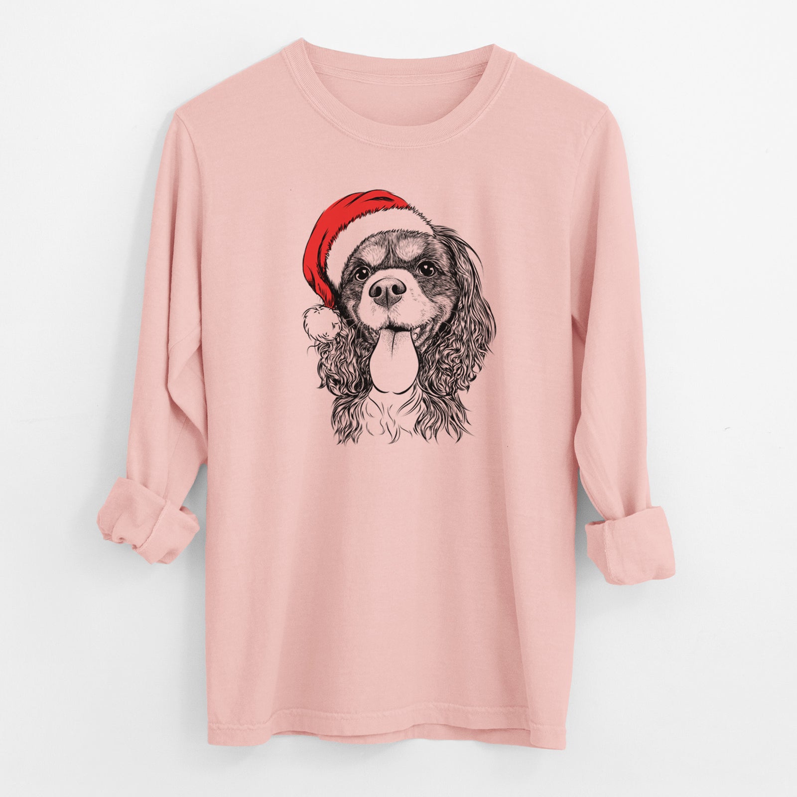 Santa Elizabeth the Cavalier King Charles Spaniel - Men's Heavyweight 100% Cotton Long Sleeve