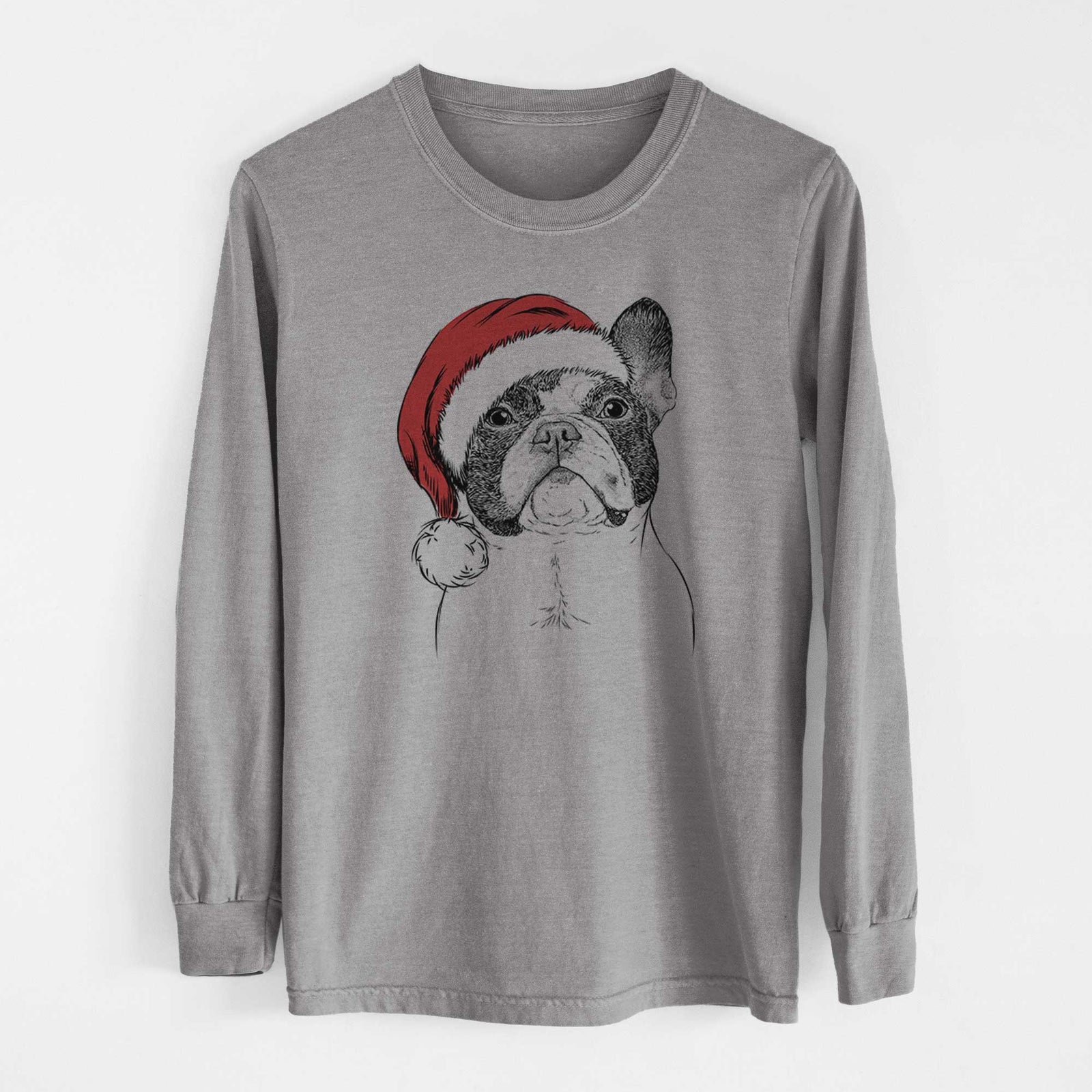 Santa Ella the French Bulldog - Men's Heavyweight 100% Cotton Long Sleeve