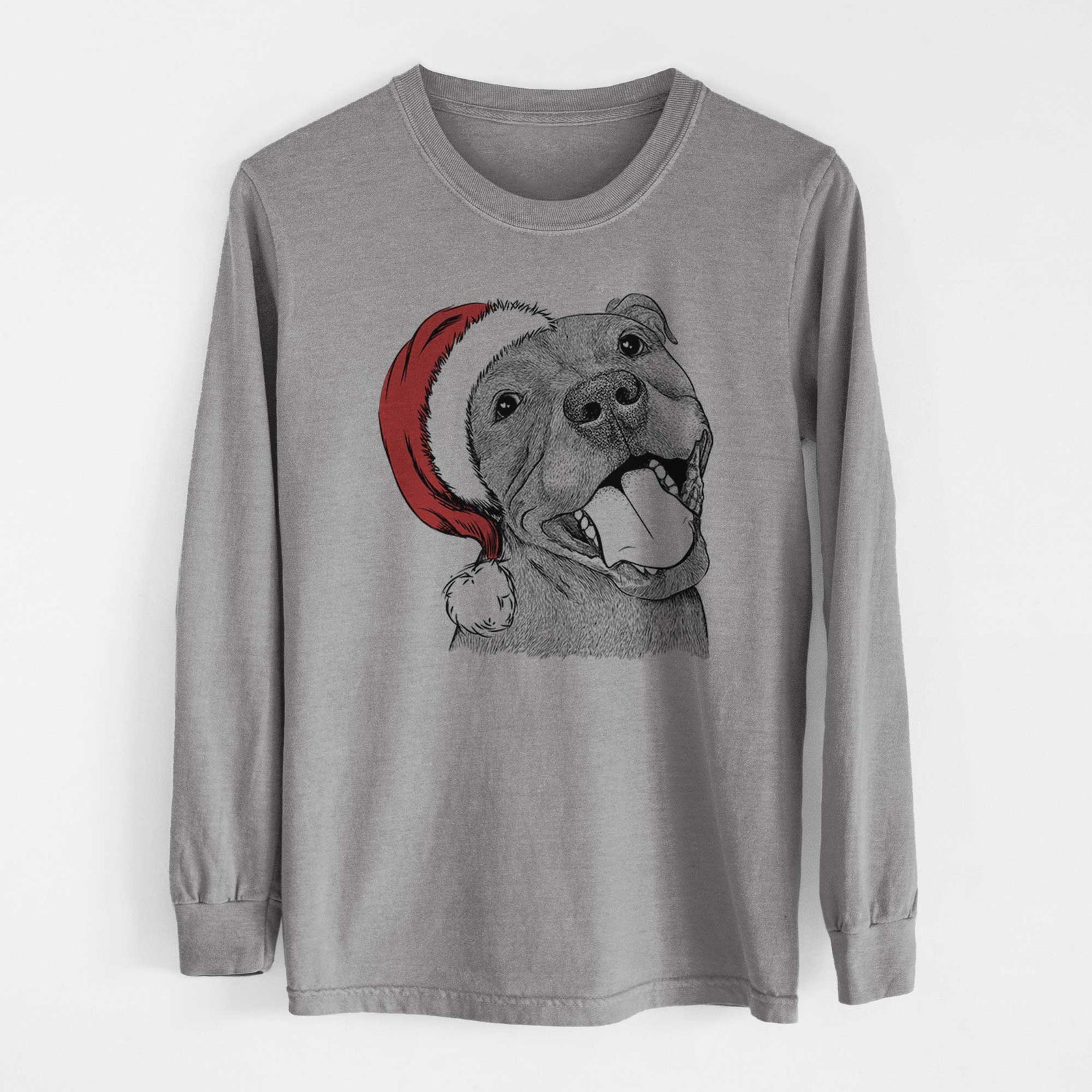 Santa Eloise the Pitbull Mix - Men's Heavyweight 100% Cotton Long Sleeve