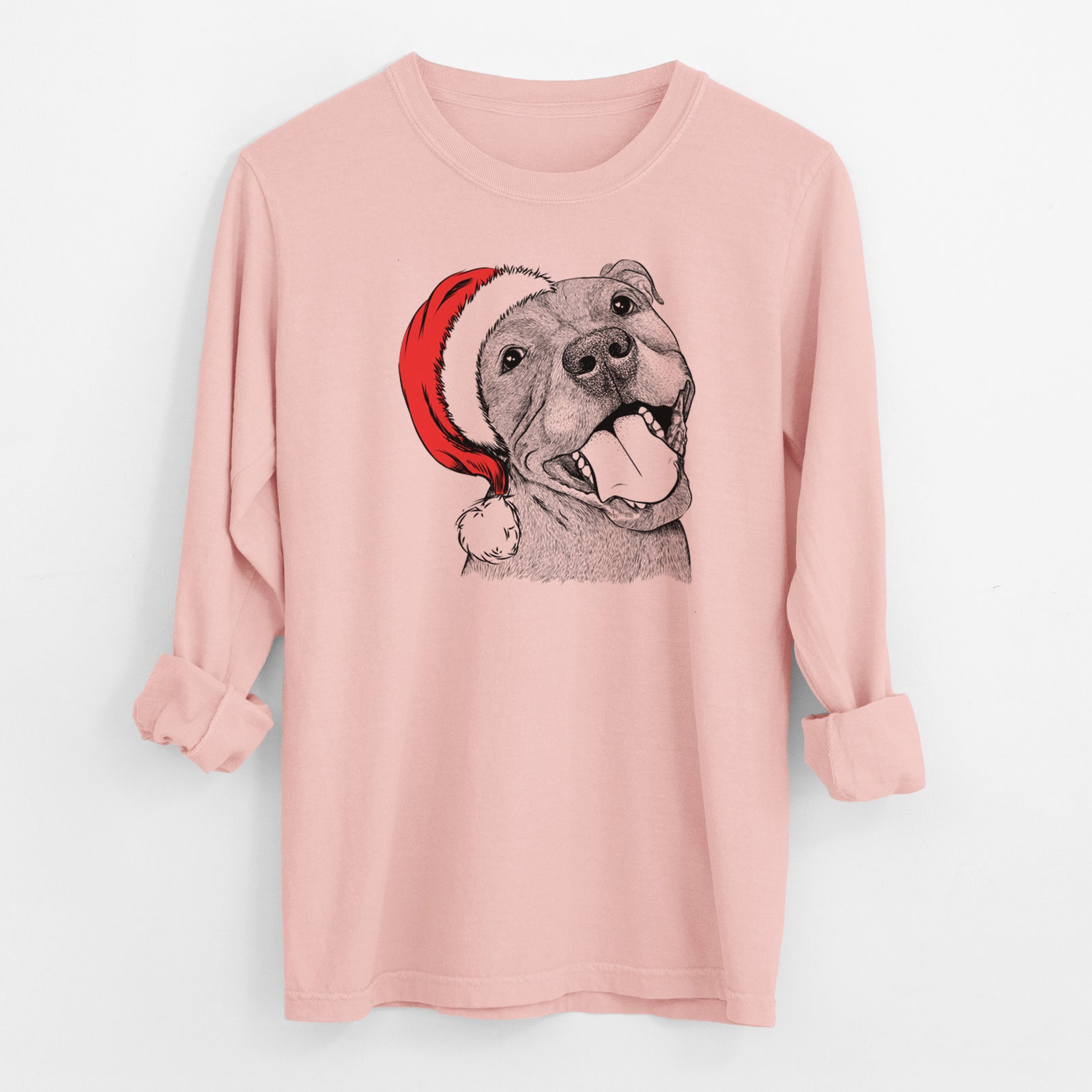 Santa Eloise the Pitbull Mix - Men's Heavyweight 100% Cotton Long Sleeve