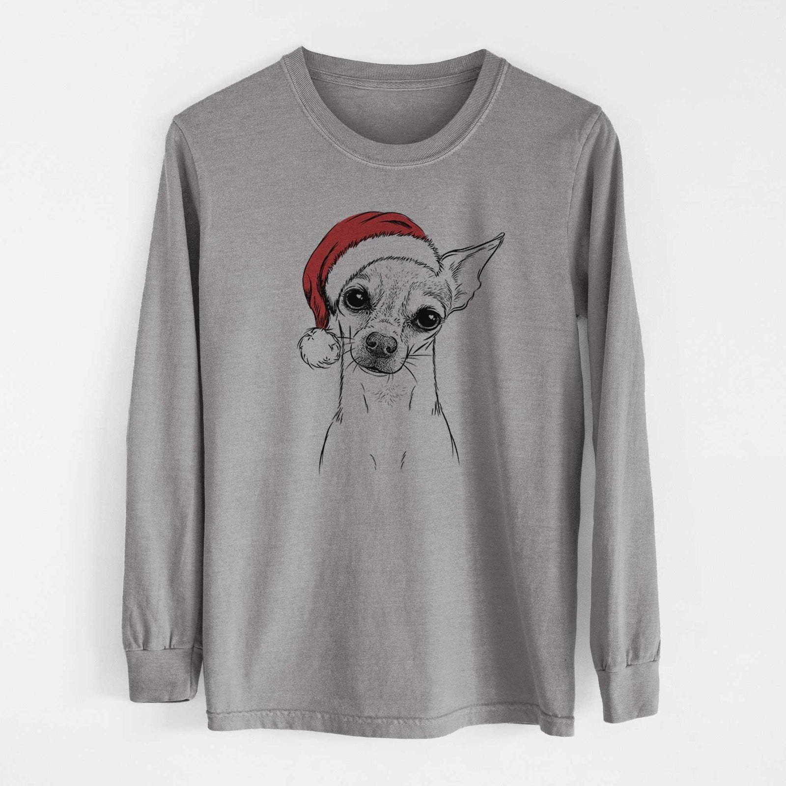 Santa Emee the Chihuahua - Men's Heavyweight 100% Cotton Long Sleeve