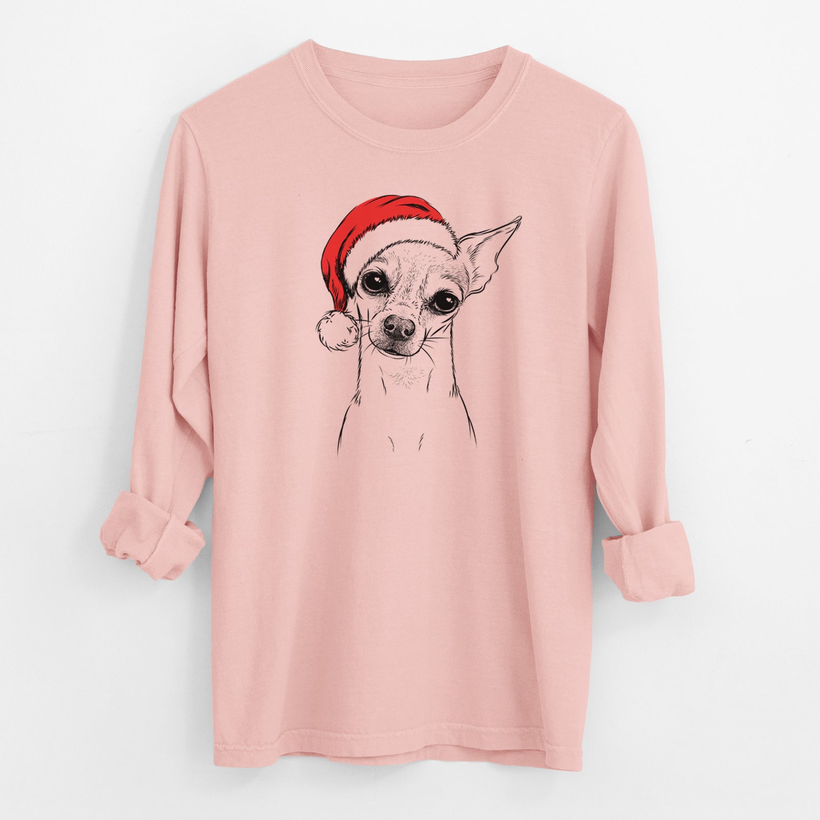 Santa Emee the Chihuahua - Men's Heavyweight 100% Cotton Long Sleeve