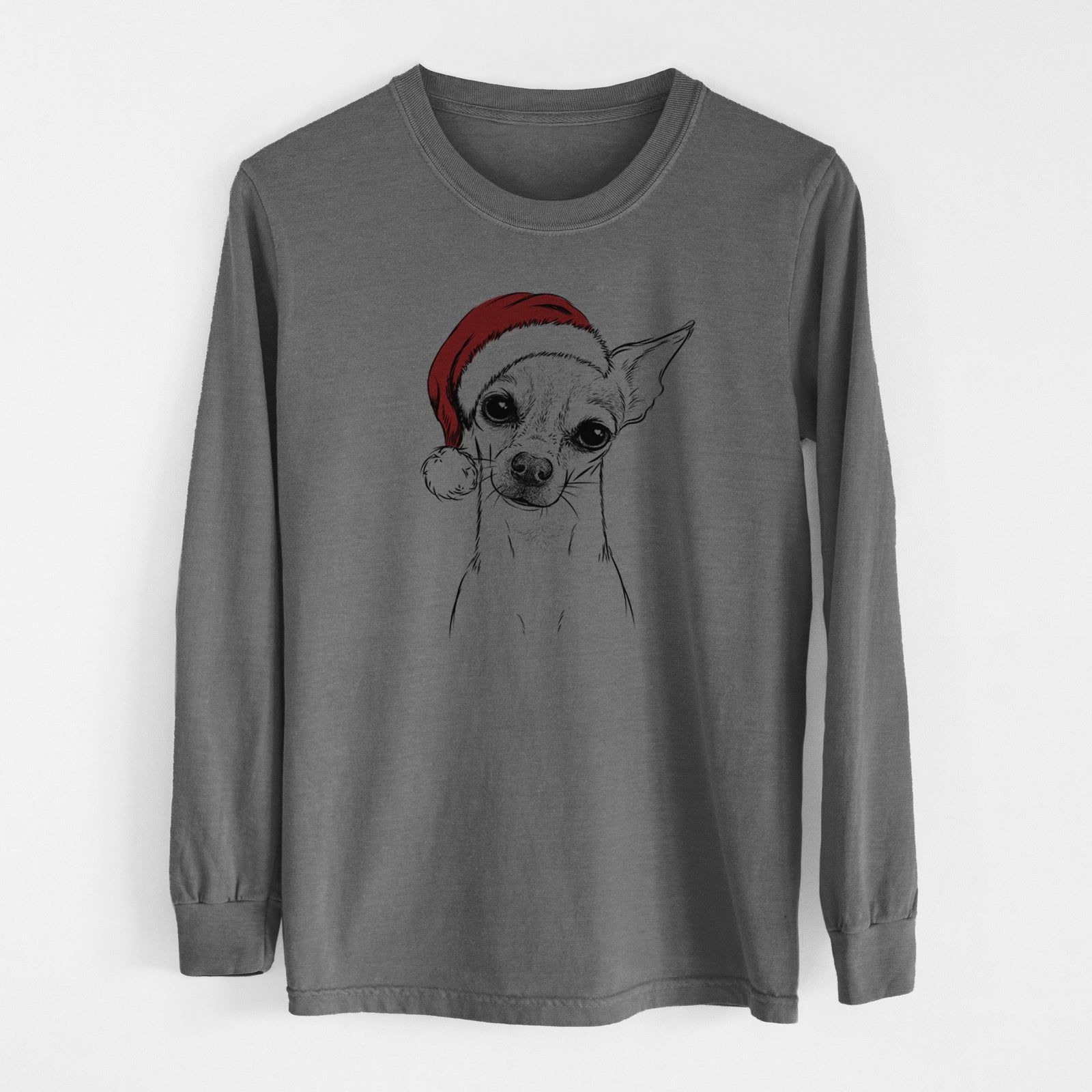 Santa Emee the Chihuahua - Men's Heavyweight 100% Cotton Long Sleeve