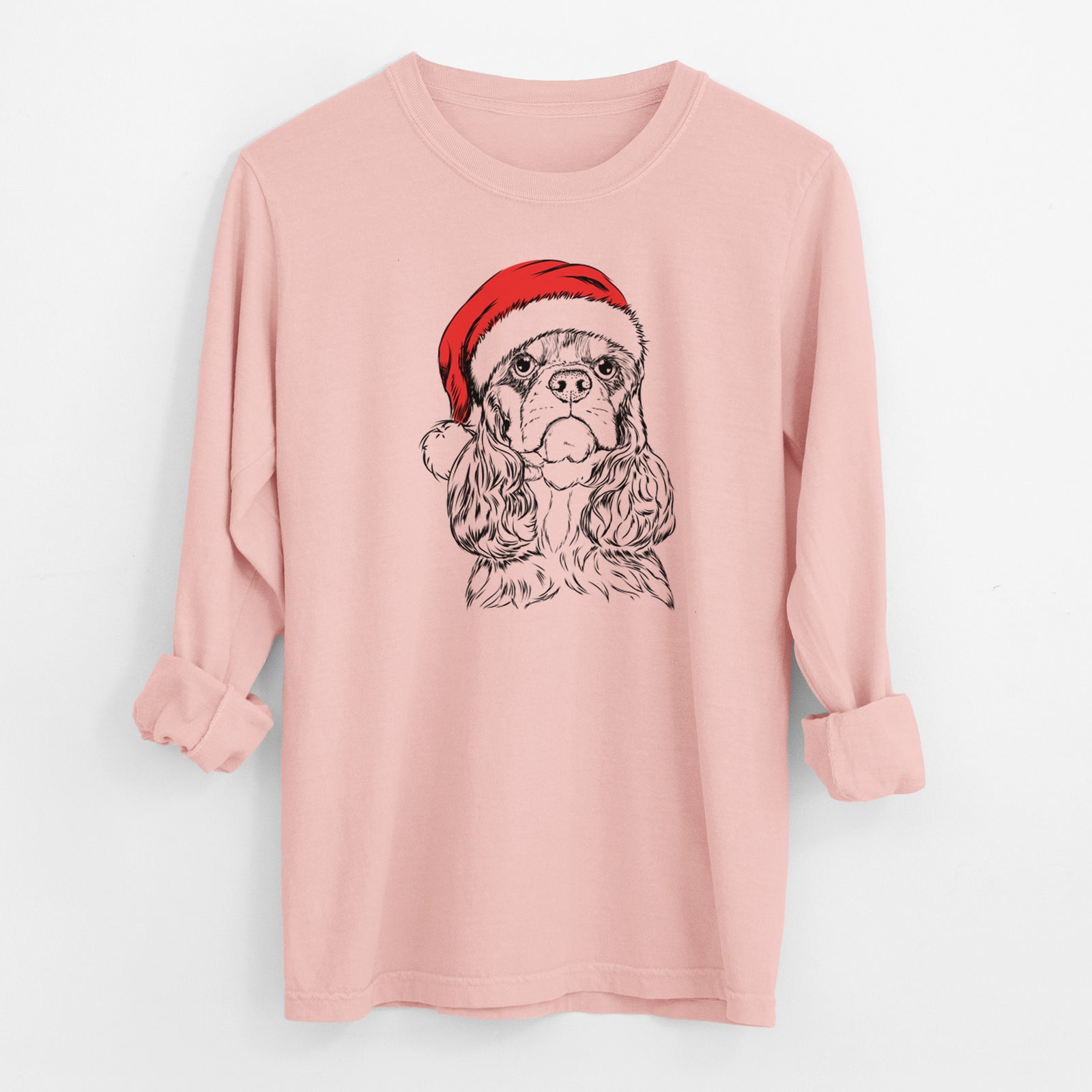 Santa Emma the Cocker Spaniel - Men's Heavyweight 100% Cotton Long Sleeve