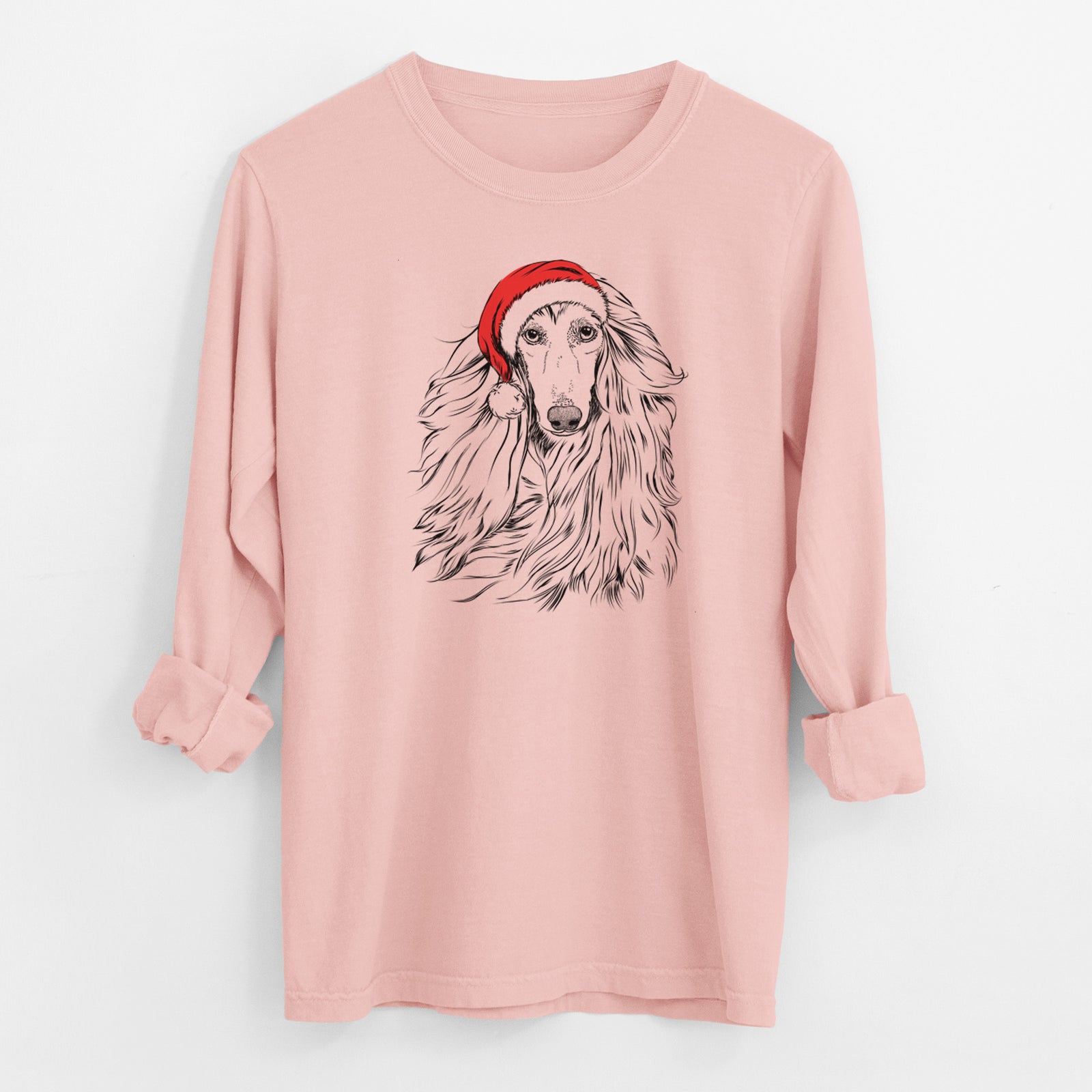Santa Fabio the Afghan Hound - Men's Heavyweight 100% Cotton Long Sleeve