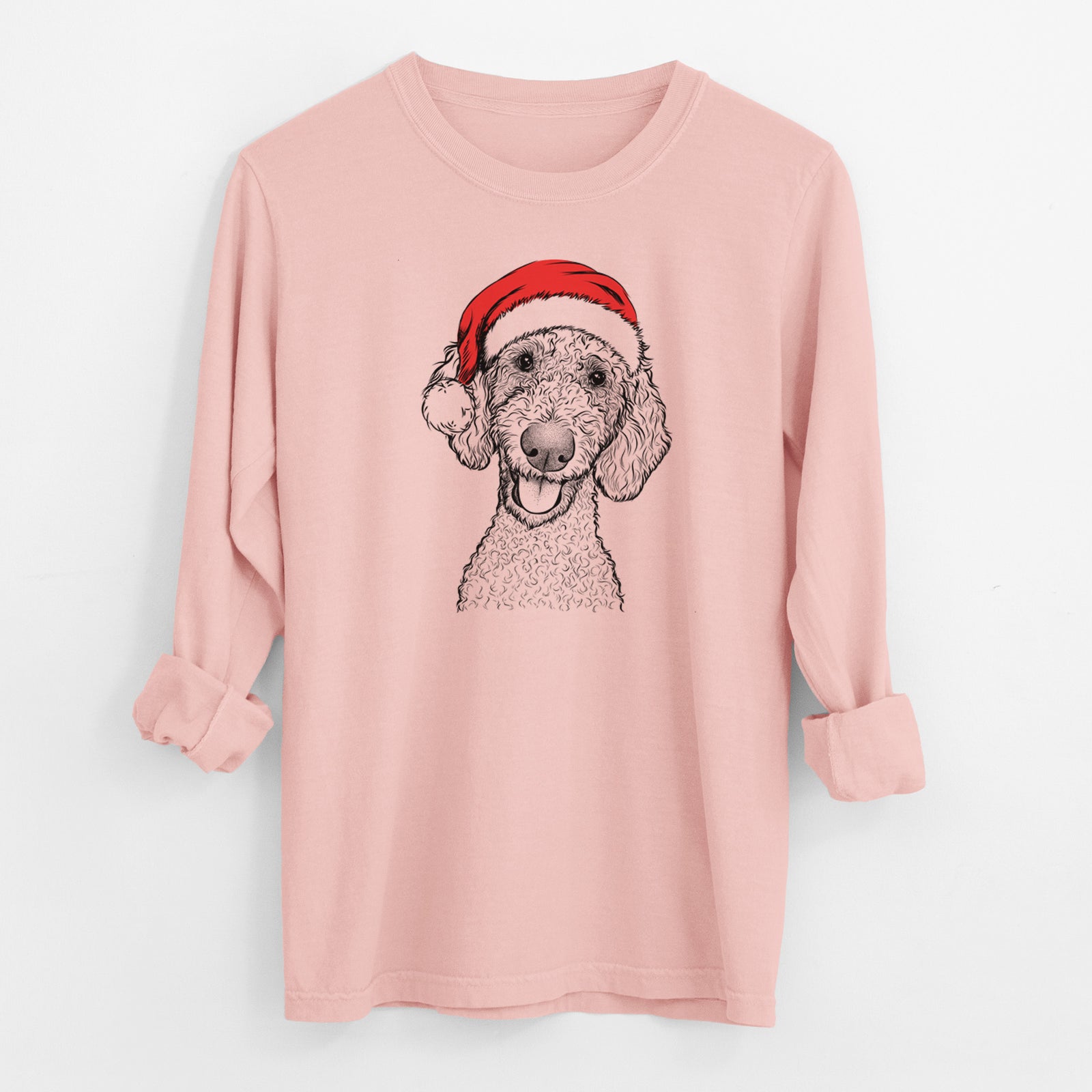 Santa Fenway the Goldendoodle - Men's Heavyweight 100% Cotton Long Sleeve