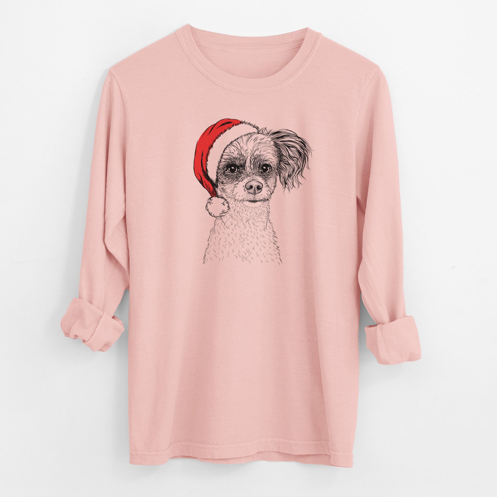 Santa Finley the Papillon Mix - Men's Heavyweight 100% Cotton Long Sleeve