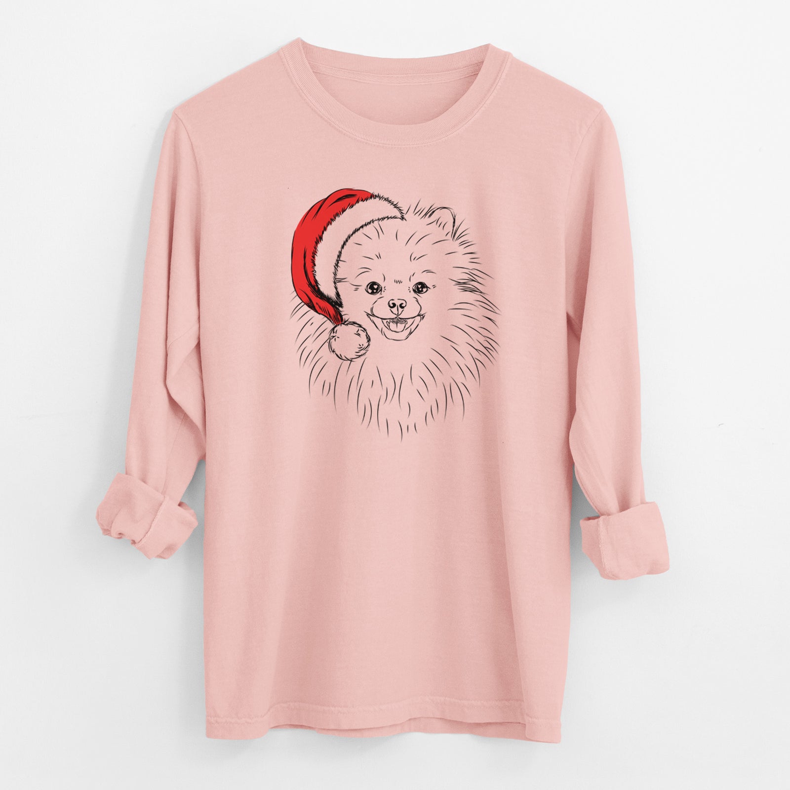 Santa Finn the Pomeranian - Men's Heavyweight 100% Cotton Long Sleeve