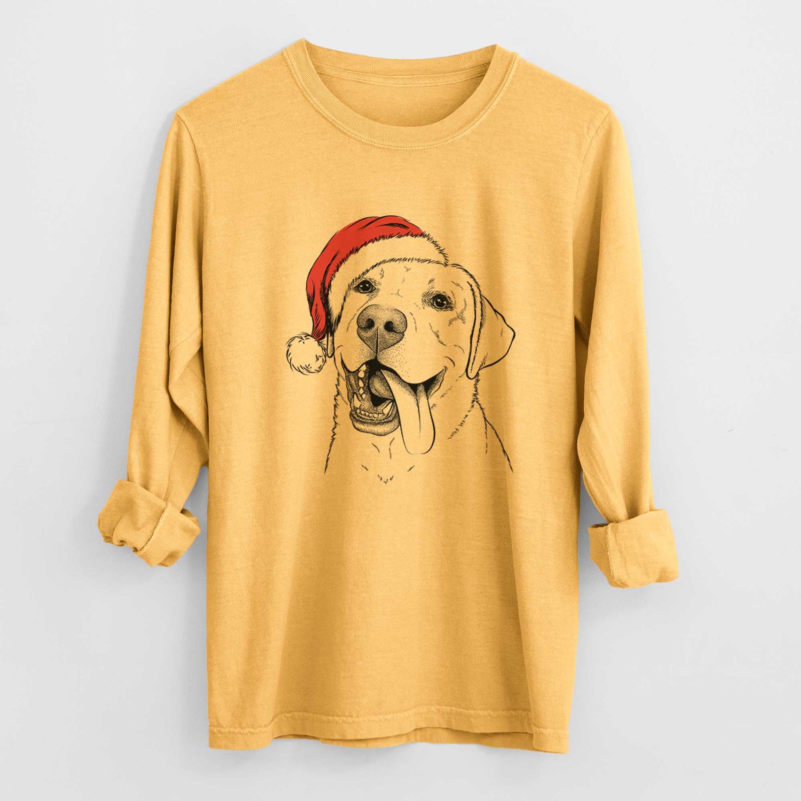 Santa Finn the Labrador Retriever - Men's Heavyweight 100% Cotton Long Sleeve