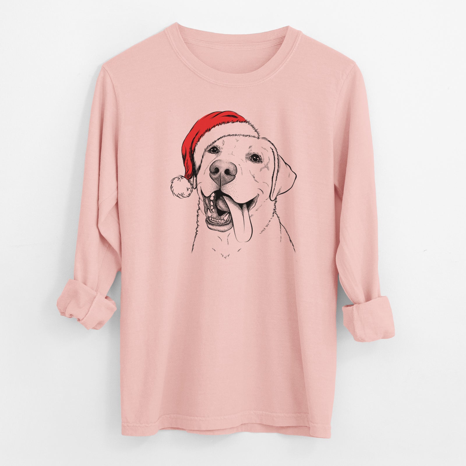 Santa Finn the Labrador Retriever - Men's Heavyweight 100% Cotton Long Sleeve