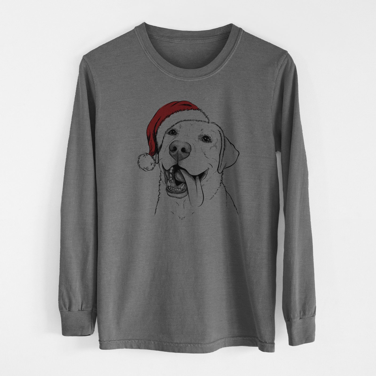 Santa Finn the Labrador Retriever - Men's Heavyweight 100% Cotton Long Sleeve