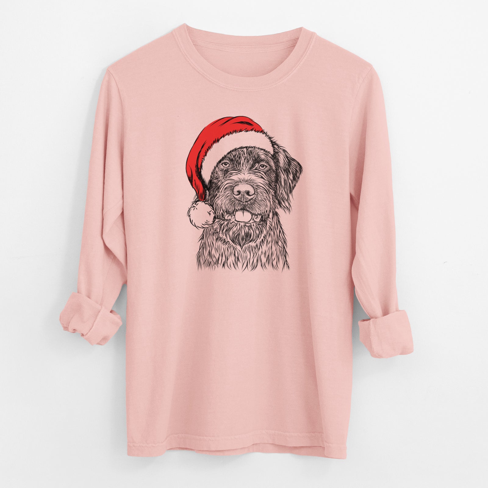 Santa Fletcher the Wirehaired Pointing Griffon - Men's Heavyweight 100% Cotton Long Sleeve