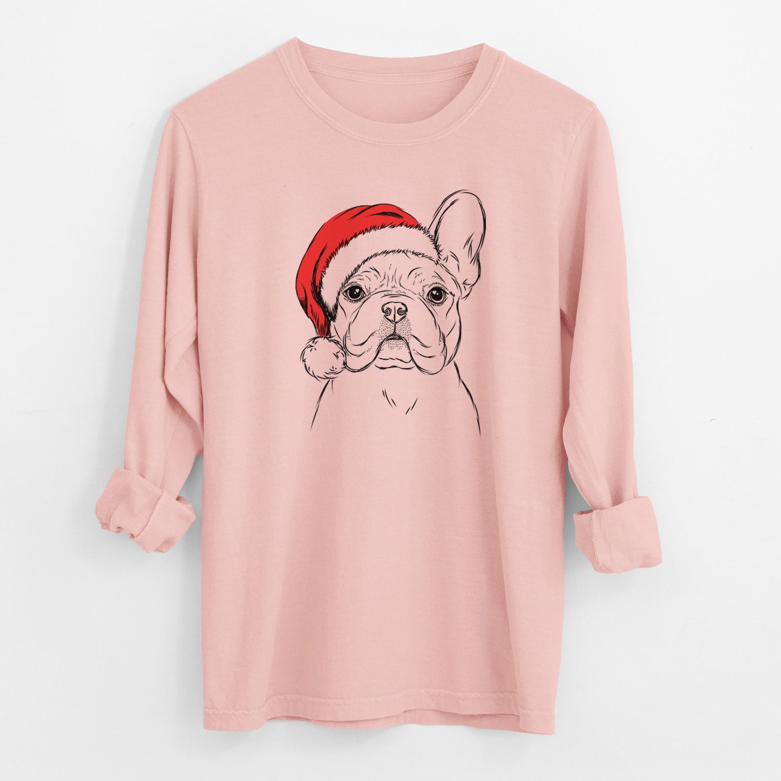 Santa Franco the French Bulldog - Men's Heavyweight 100% Cotton Long Sleeve