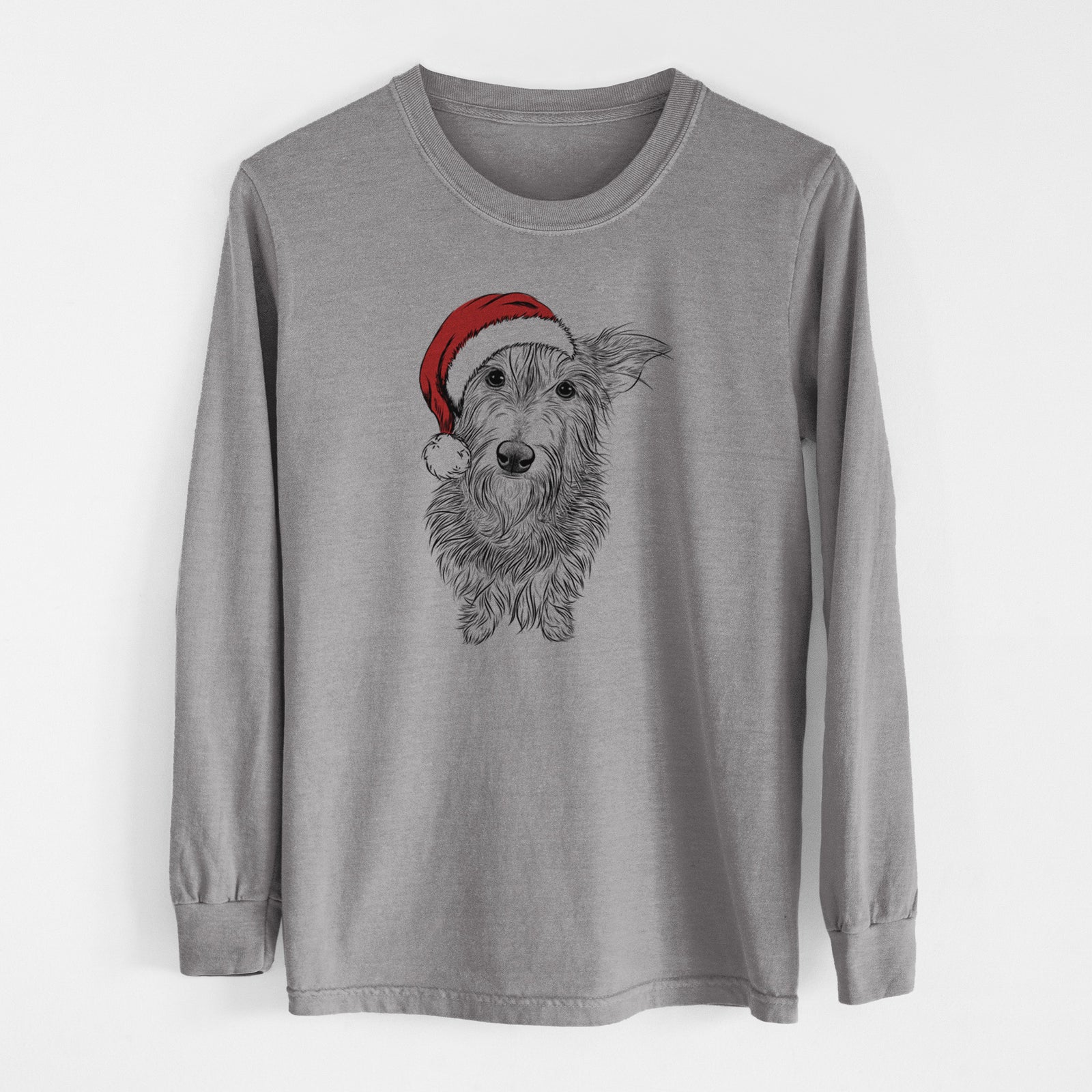 Santa Frida Doggo the Rescue Terrier Mix - Men's Heavyweight 100% Cotton Long Sleeve