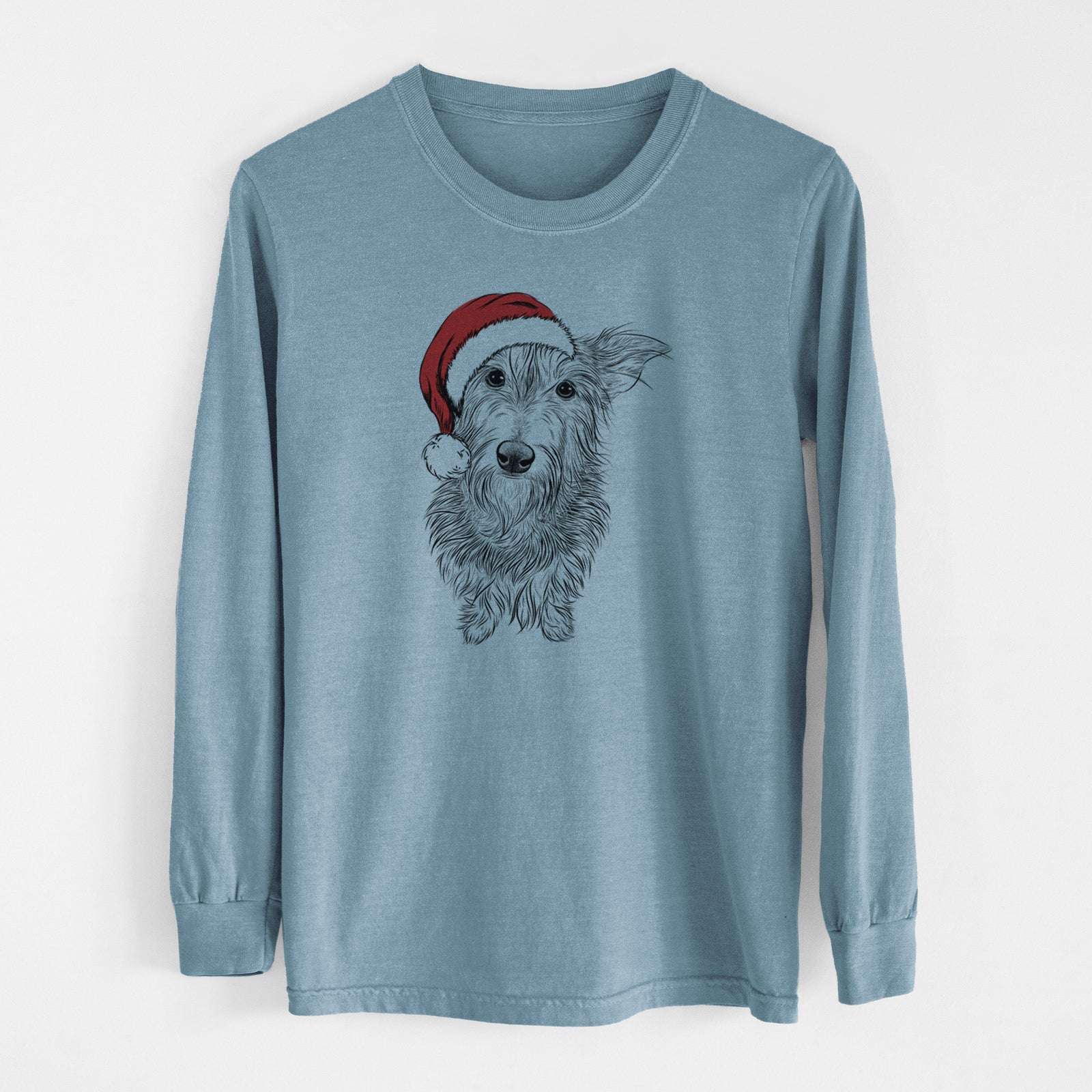 Santa Frida Doggo the Rescue Terrier Mix - Men's Heavyweight 100% Cotton Long Sleeve