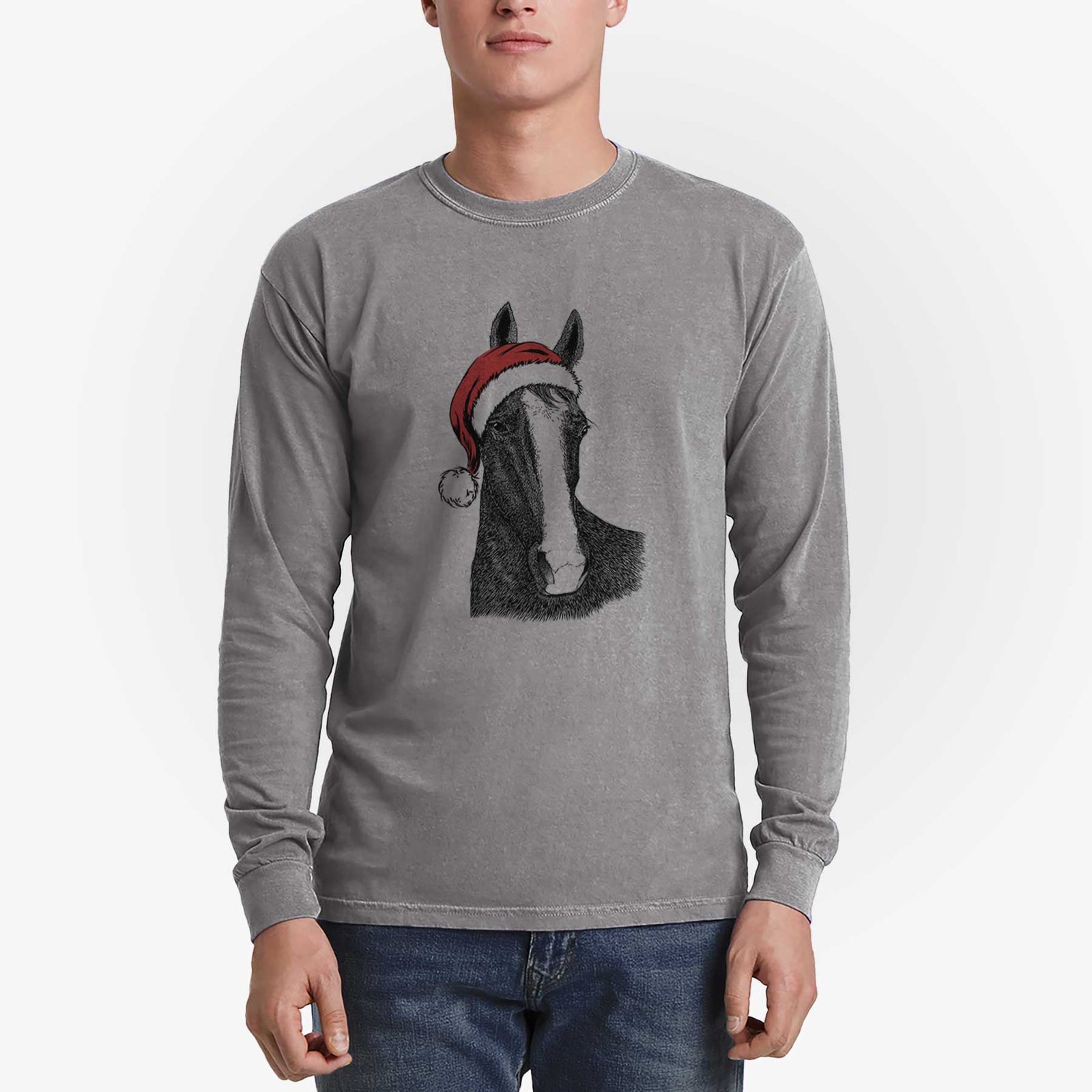 Santa Gibson the Tennessee Walking Horse - Men's Heavyweight 100% Cotton Long Sleeve