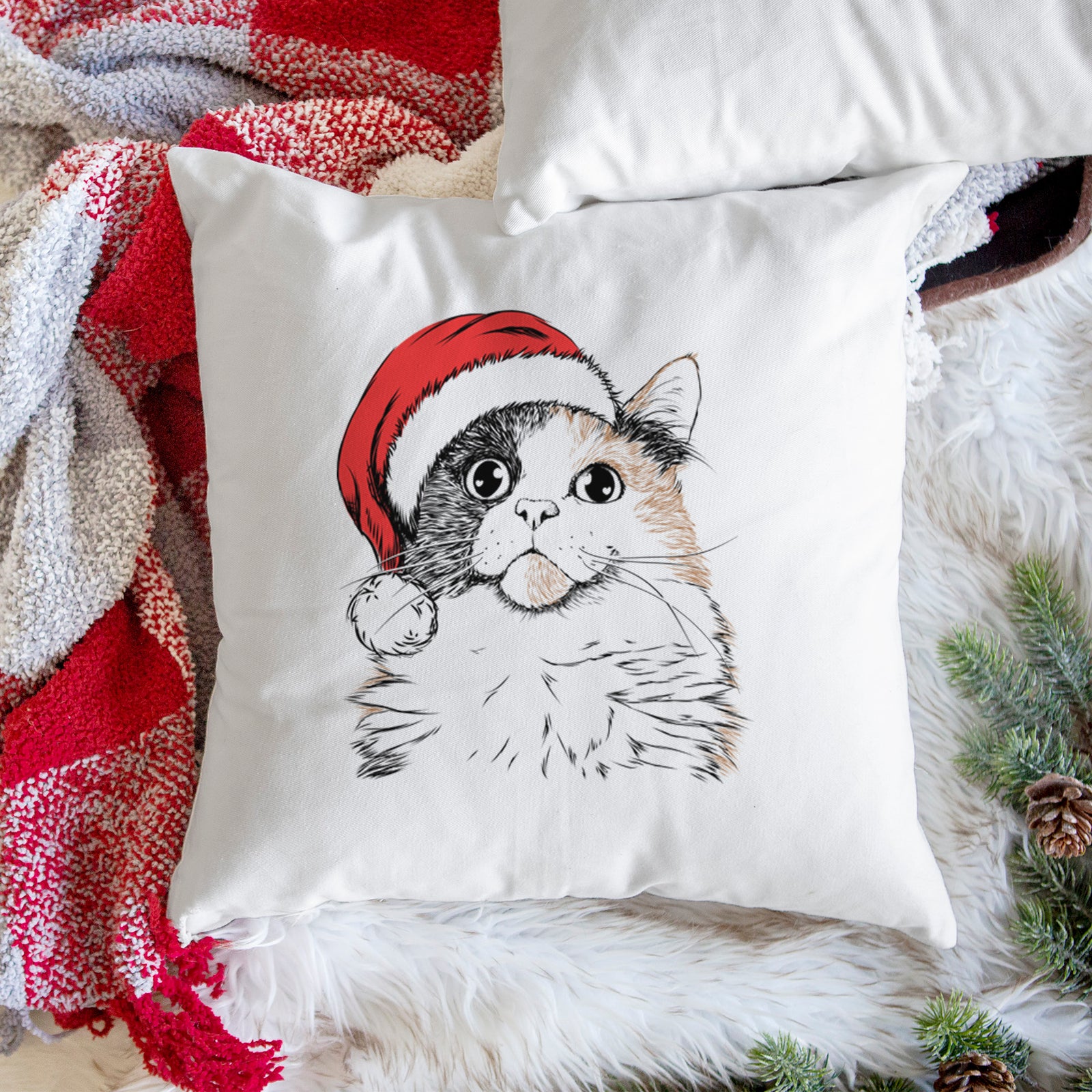 Greta the Calico Cat - Throw Pillow Cover