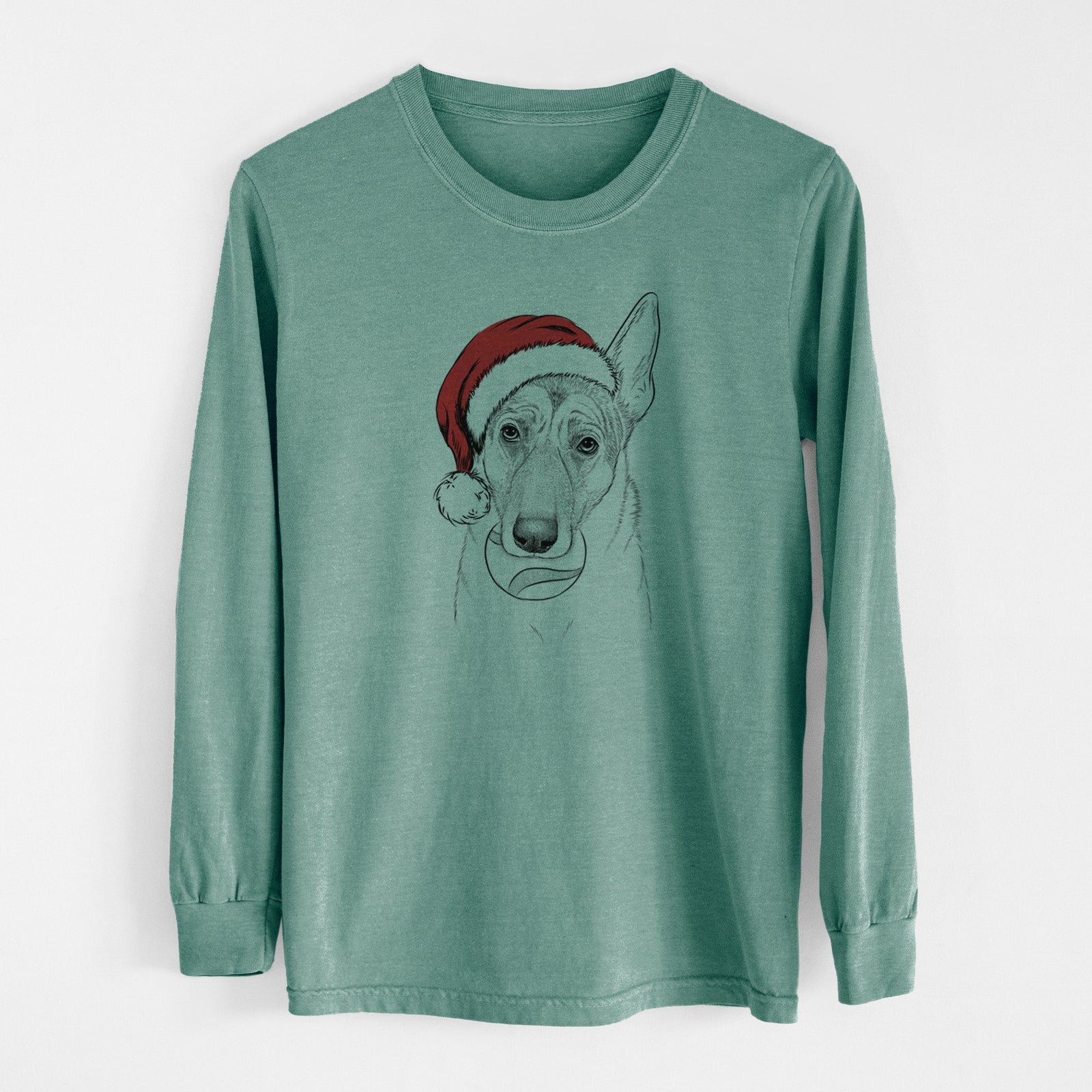 Santa Greta the German Shepherd - Men's Heavyweight 100% Cotton Long Sleeve