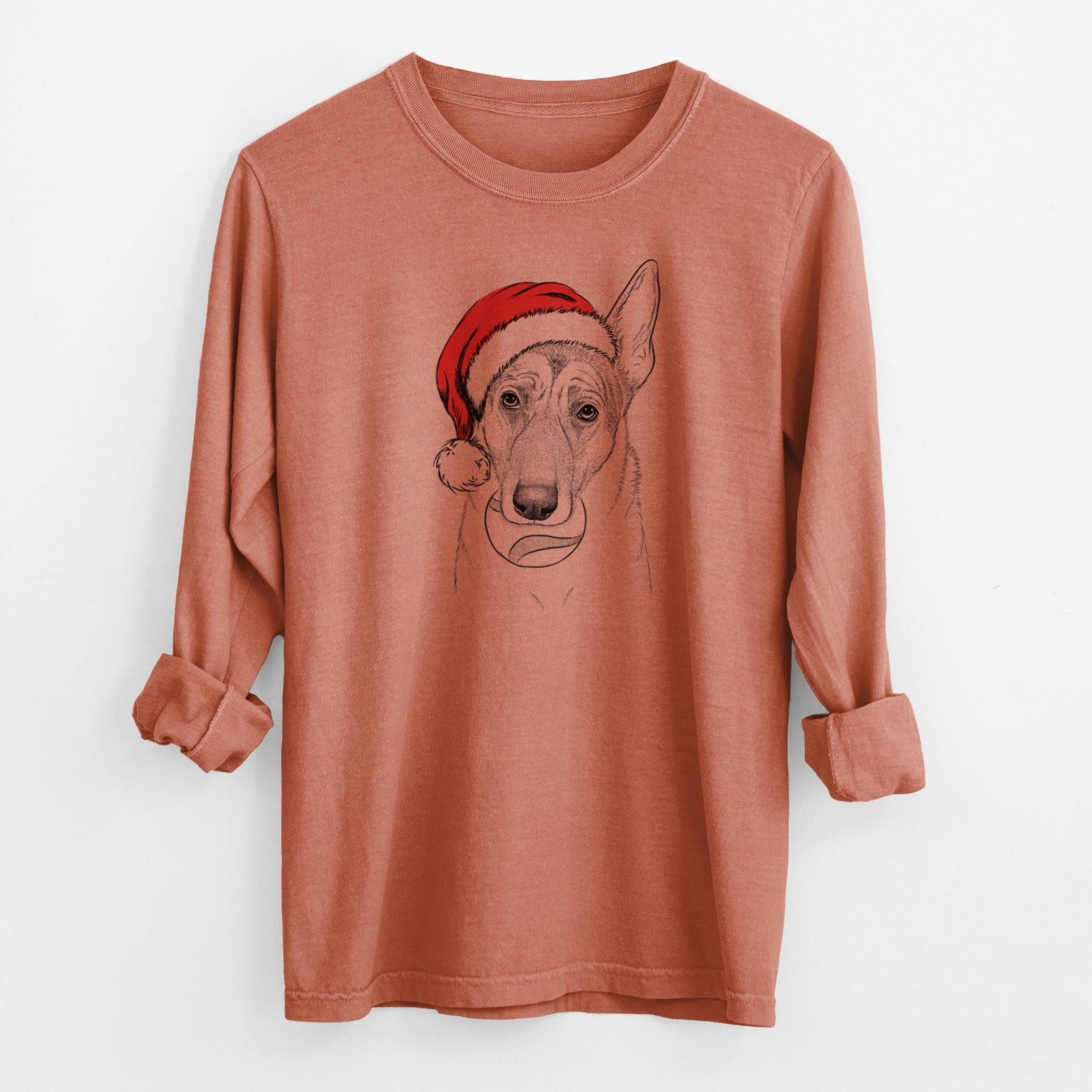 Santa Greta the German Shepherd - Men's Heavyweight 100% Cotton Long Sleeve