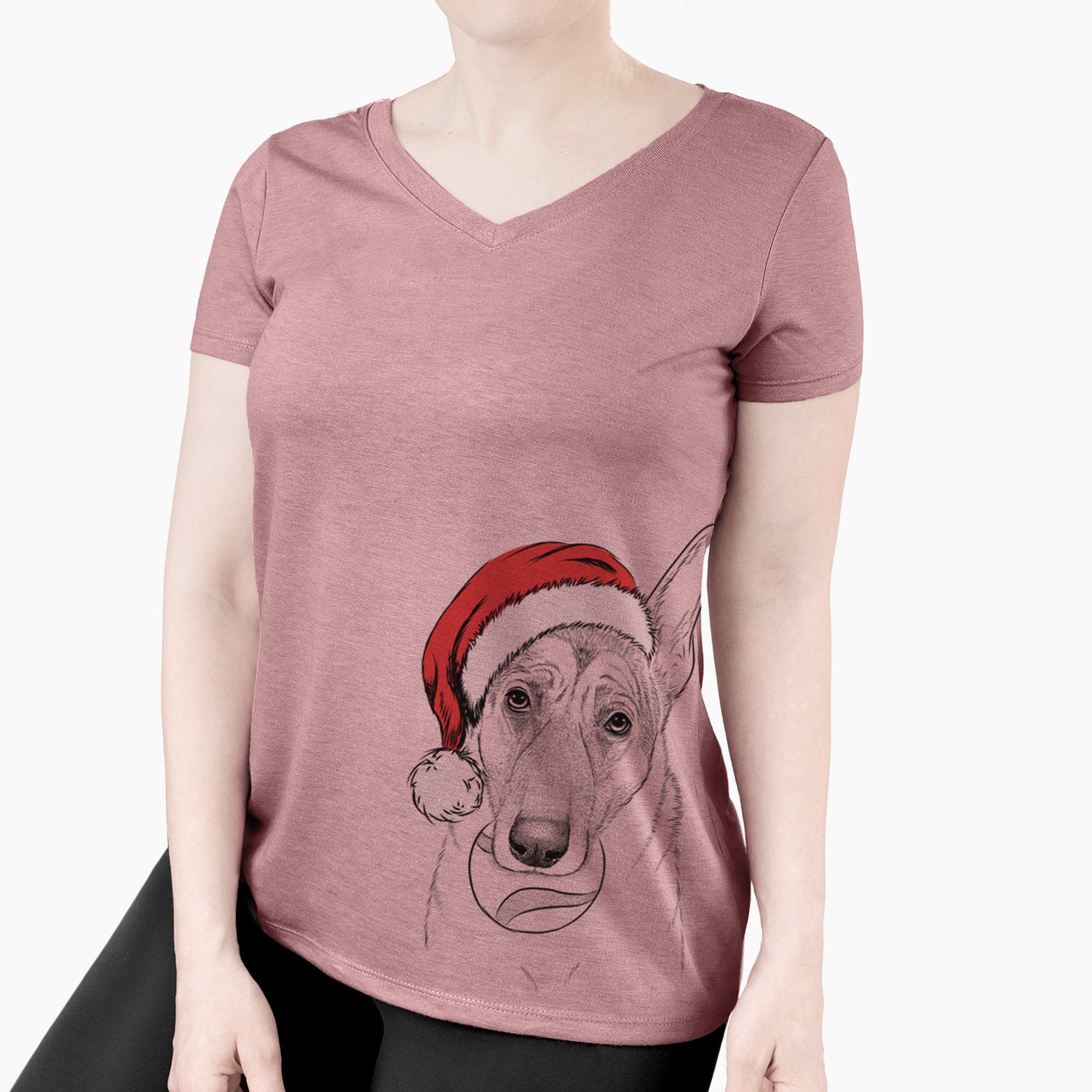 Santa Greta the German Shepherd - Women's Perfect V-neck Shirt