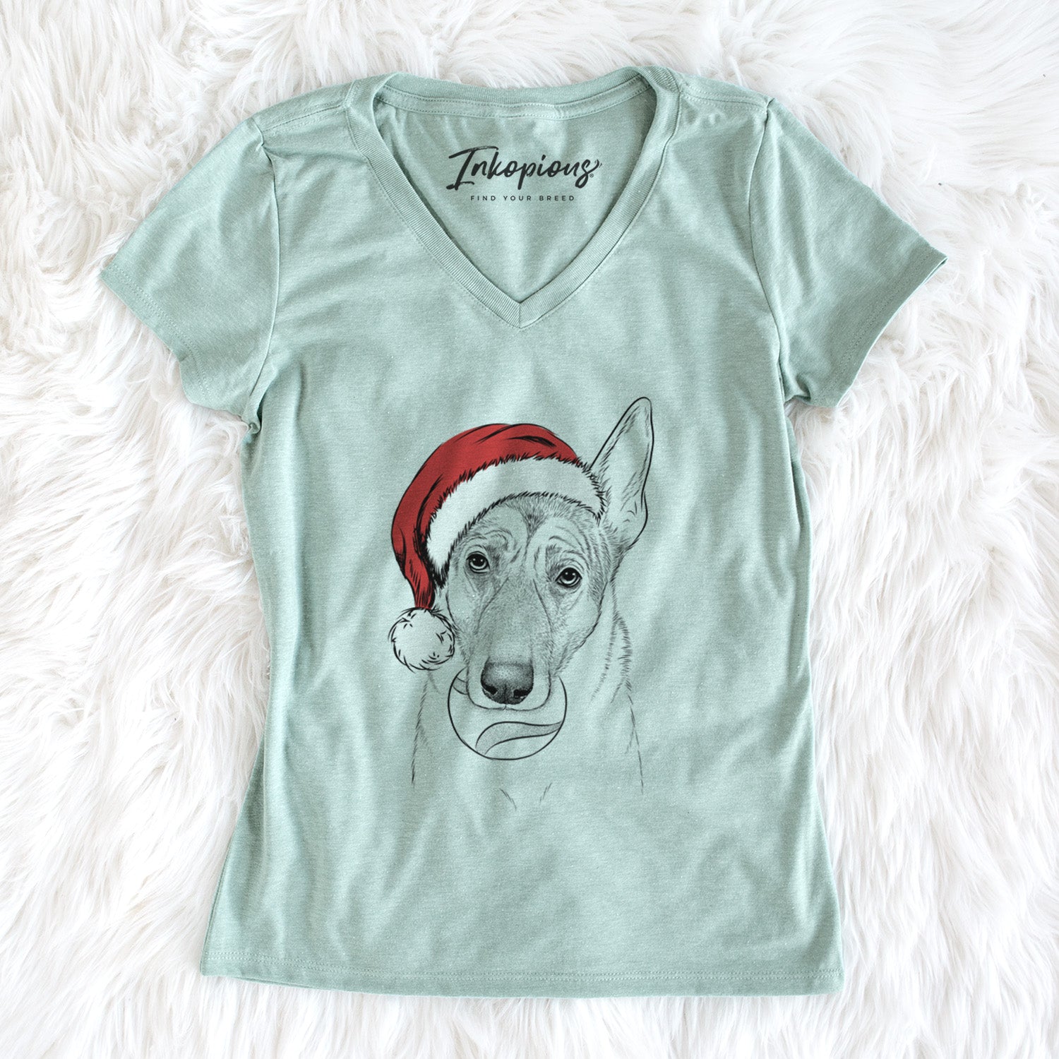 Santa Greta the German Shepherd - Women's Perfect V-neck Shirt