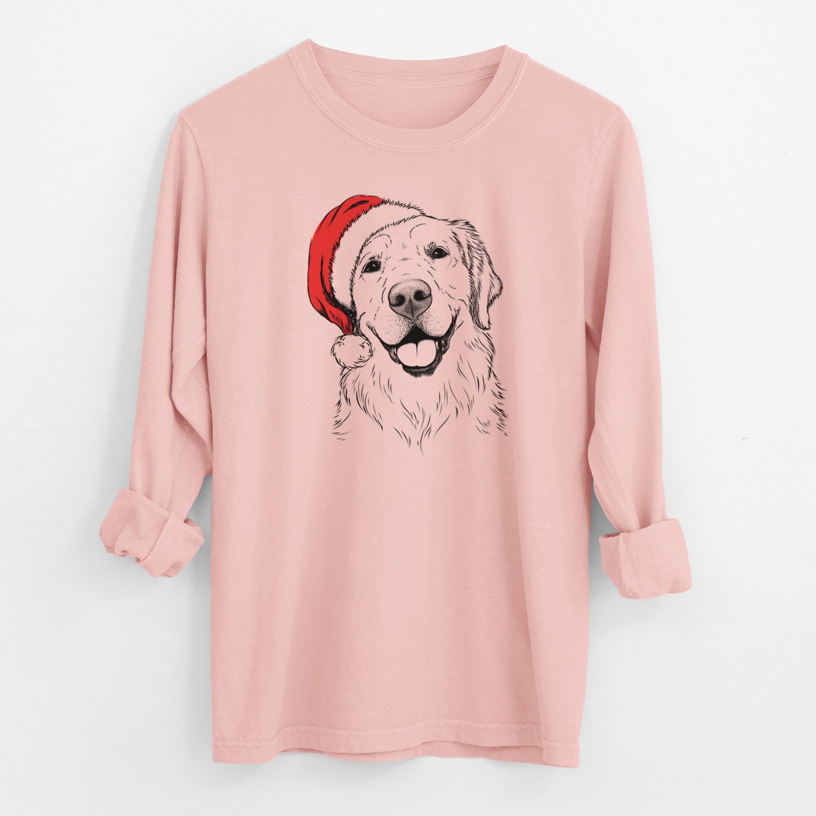 Santa Griffin the Golden Retriever - Men's Heavyweight 100% Cotton Long Sleeve