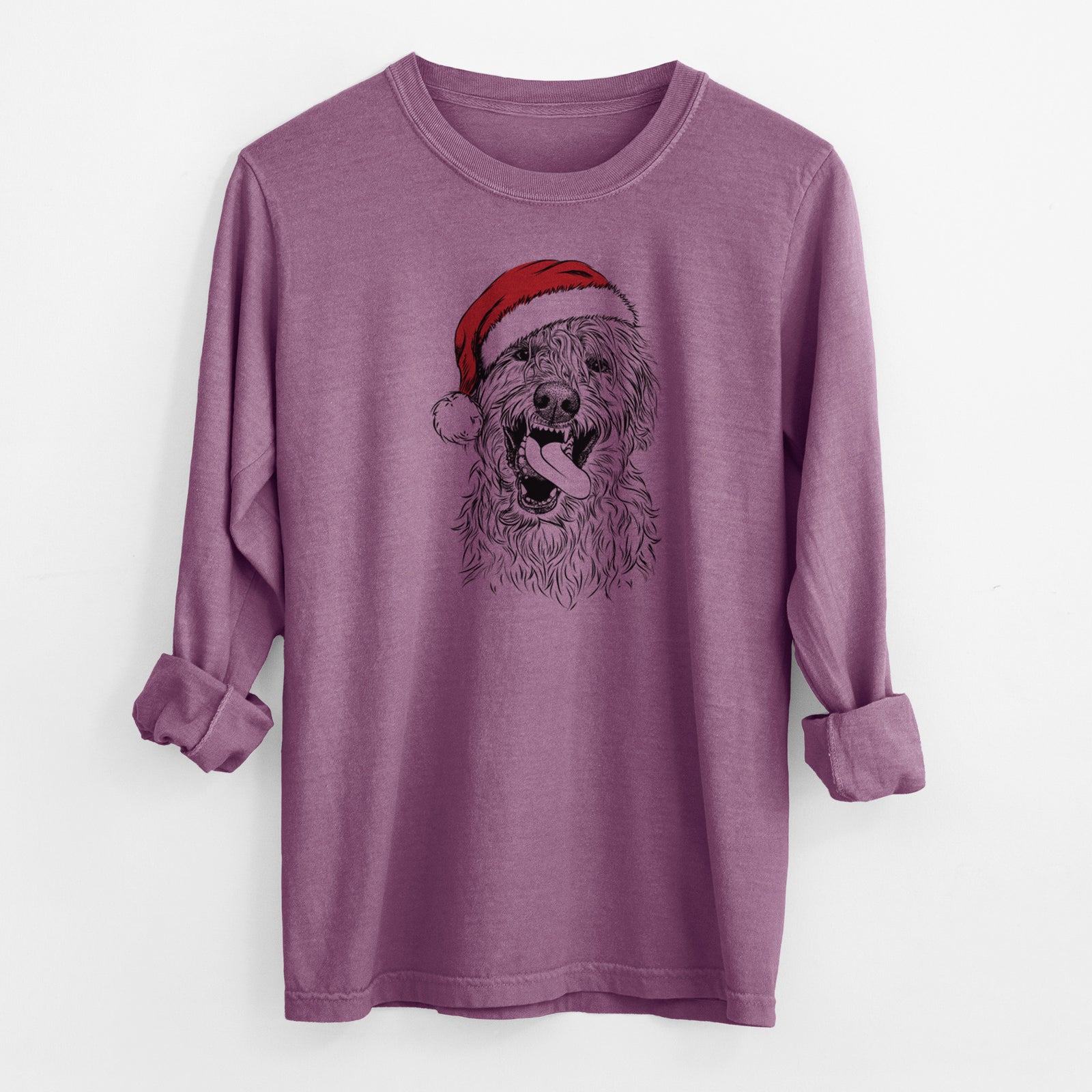 Santa Groot the Irish Wolfhound - Men's Heavyweight 100% Cotton Long Sleeve