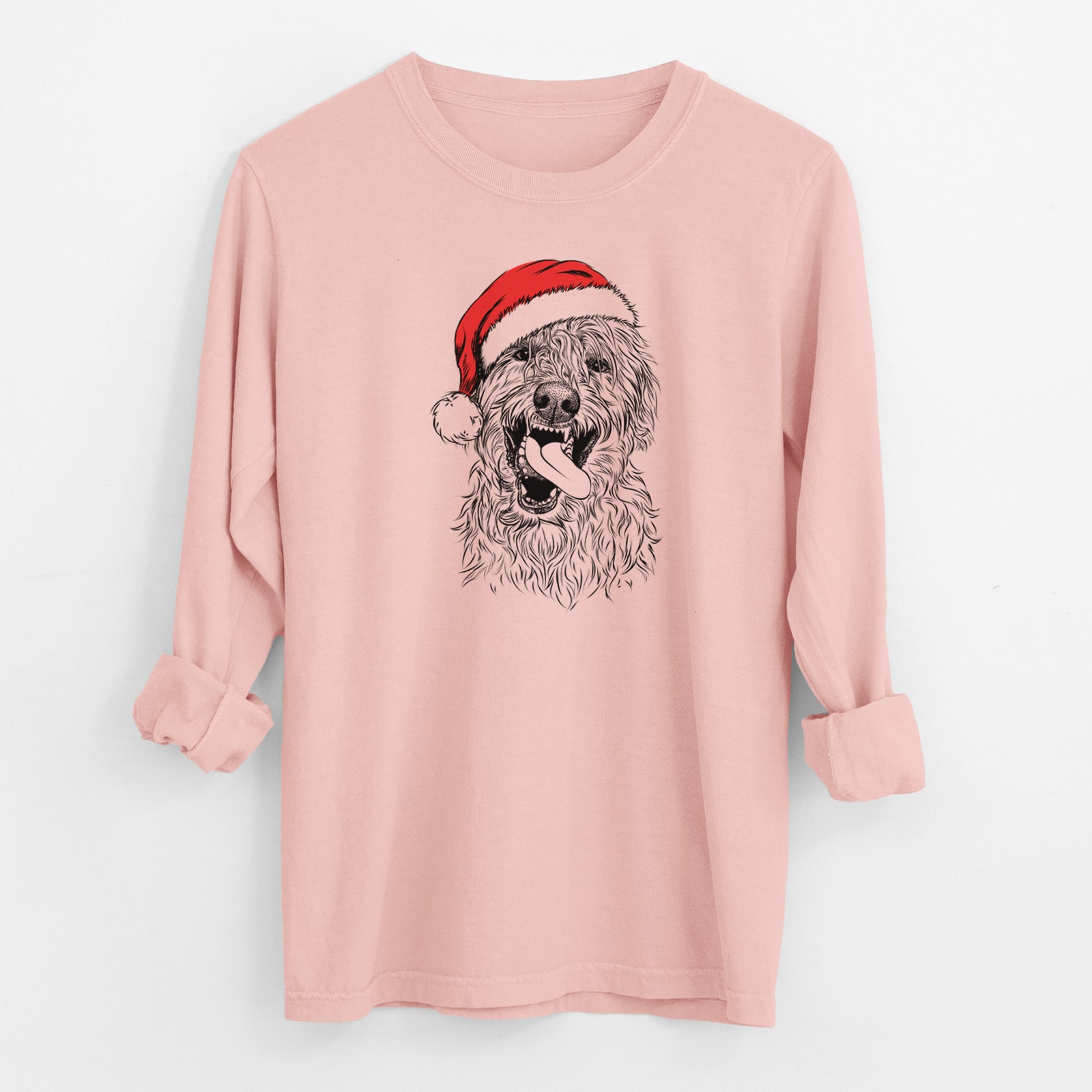 Santa Groot the Irish Wolfhound - Men's Heavyweight 100% Cotton Long Sleeve
