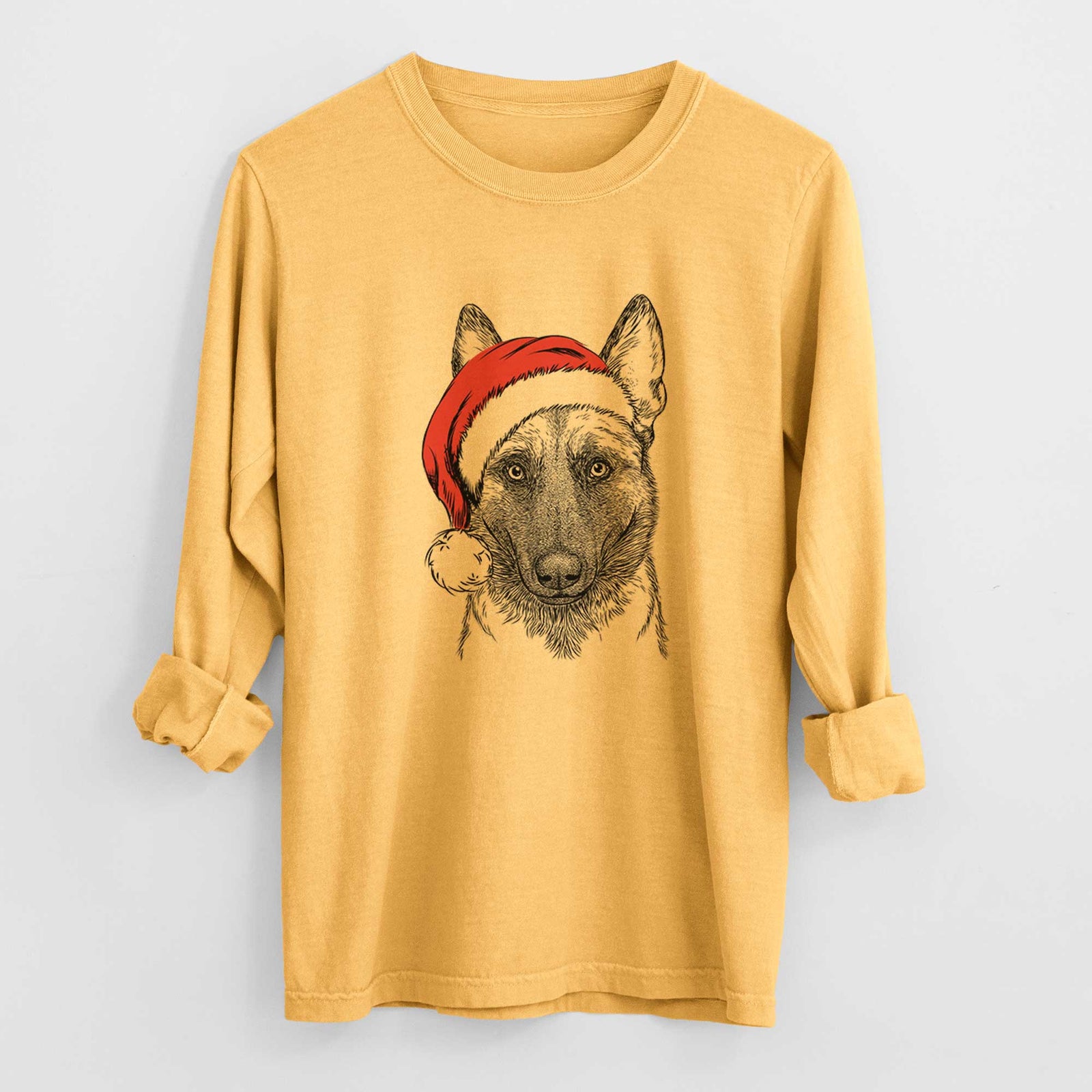 Santa Gunther the Belgian Malinois - Men's Heavyweight 100% Cotton Long Sleeve