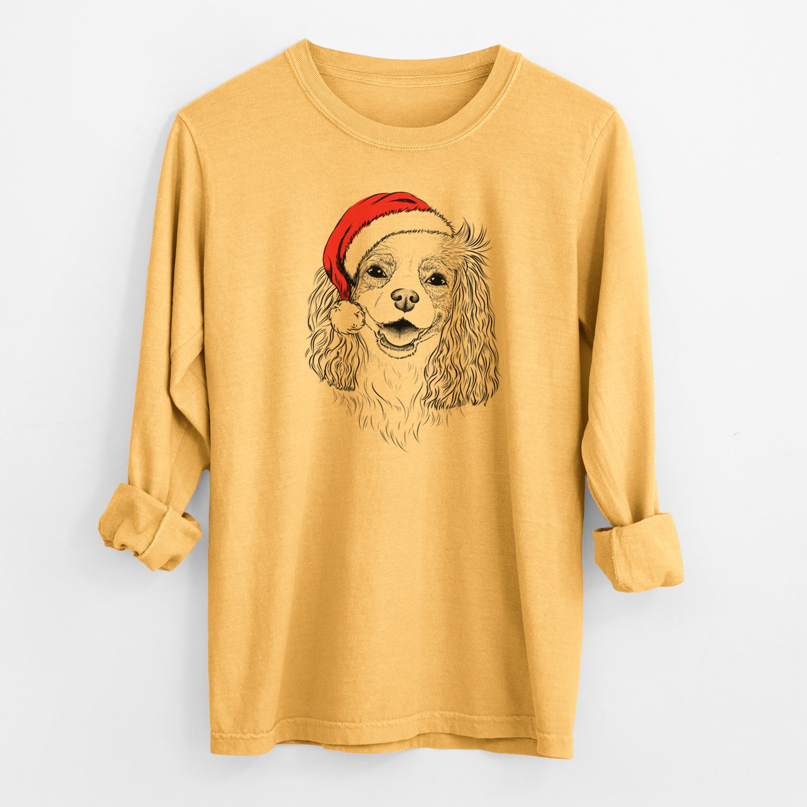 Santa Halley Comet the Cavalier King Charles Spaniel - Men's Heavyweight 100% Cotton Long Sleeve