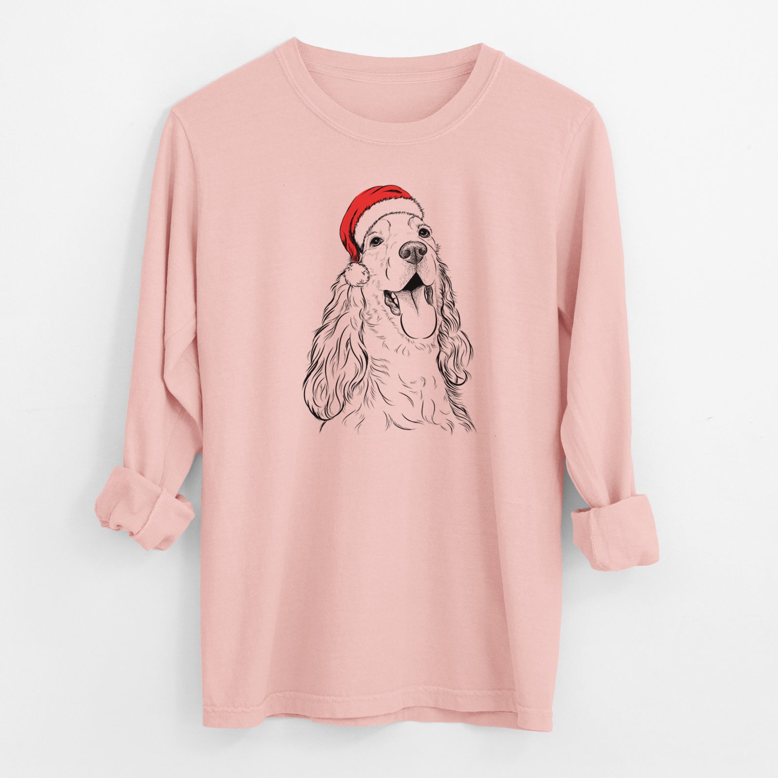 Santa Happy Henry the English Cocker Spaniel - Men's Heavyweight 100% Cotton Long Sleeve