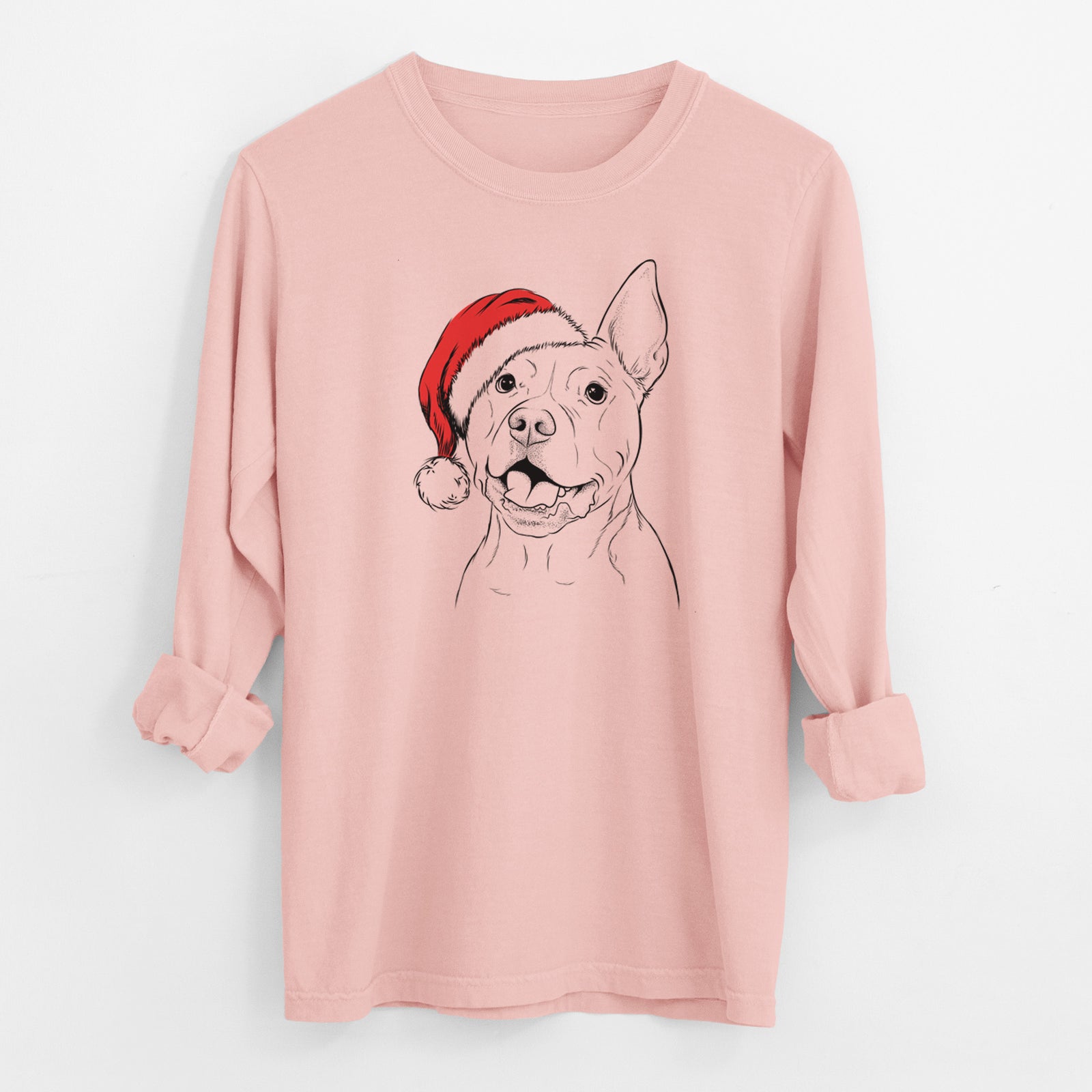 Santa Harley the Pitbull - Men's Heavyweight 100% Cotton Long Sleeve