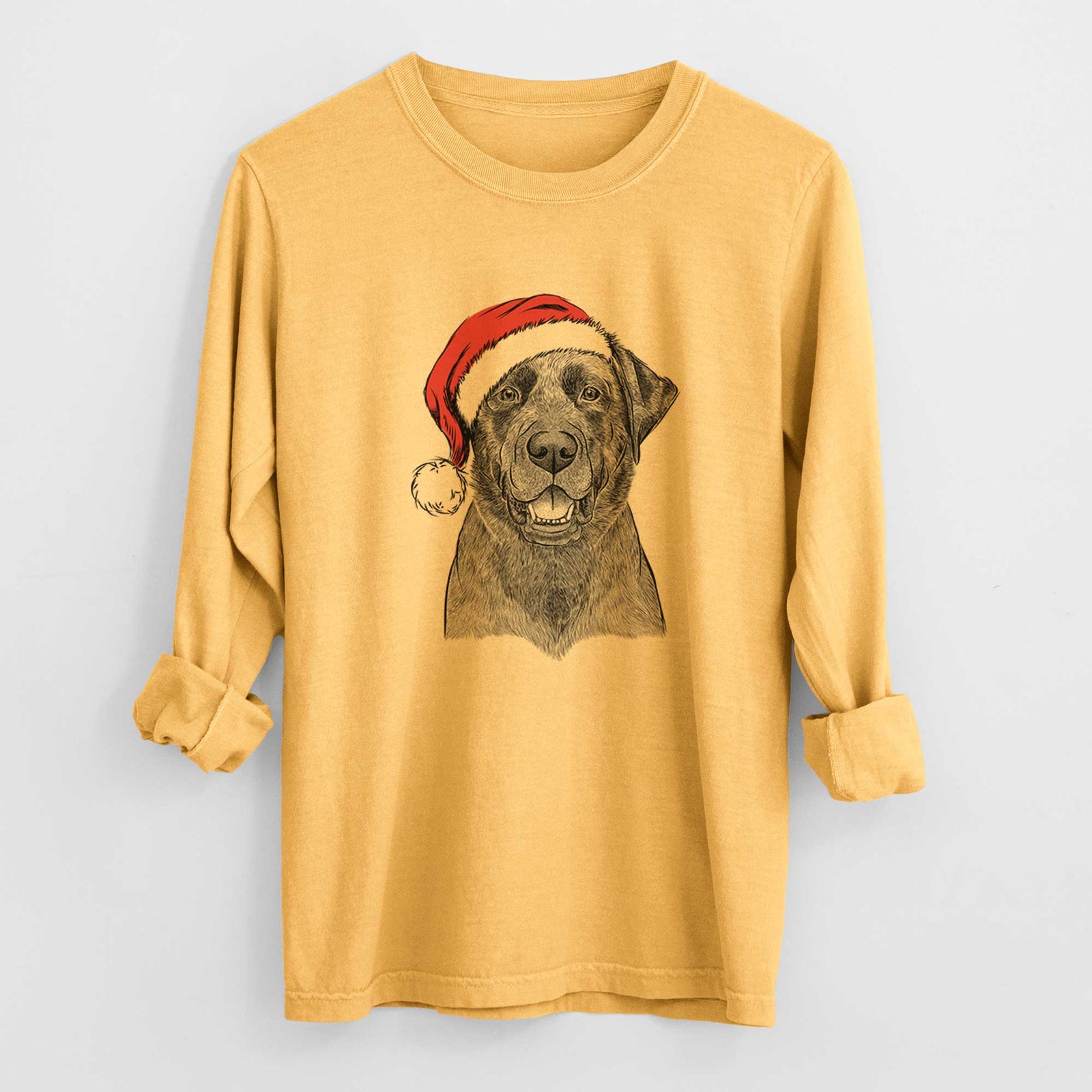 Santa Heath the Black Lab - Men's Heavyweight 100% Cotton Long Sleeve