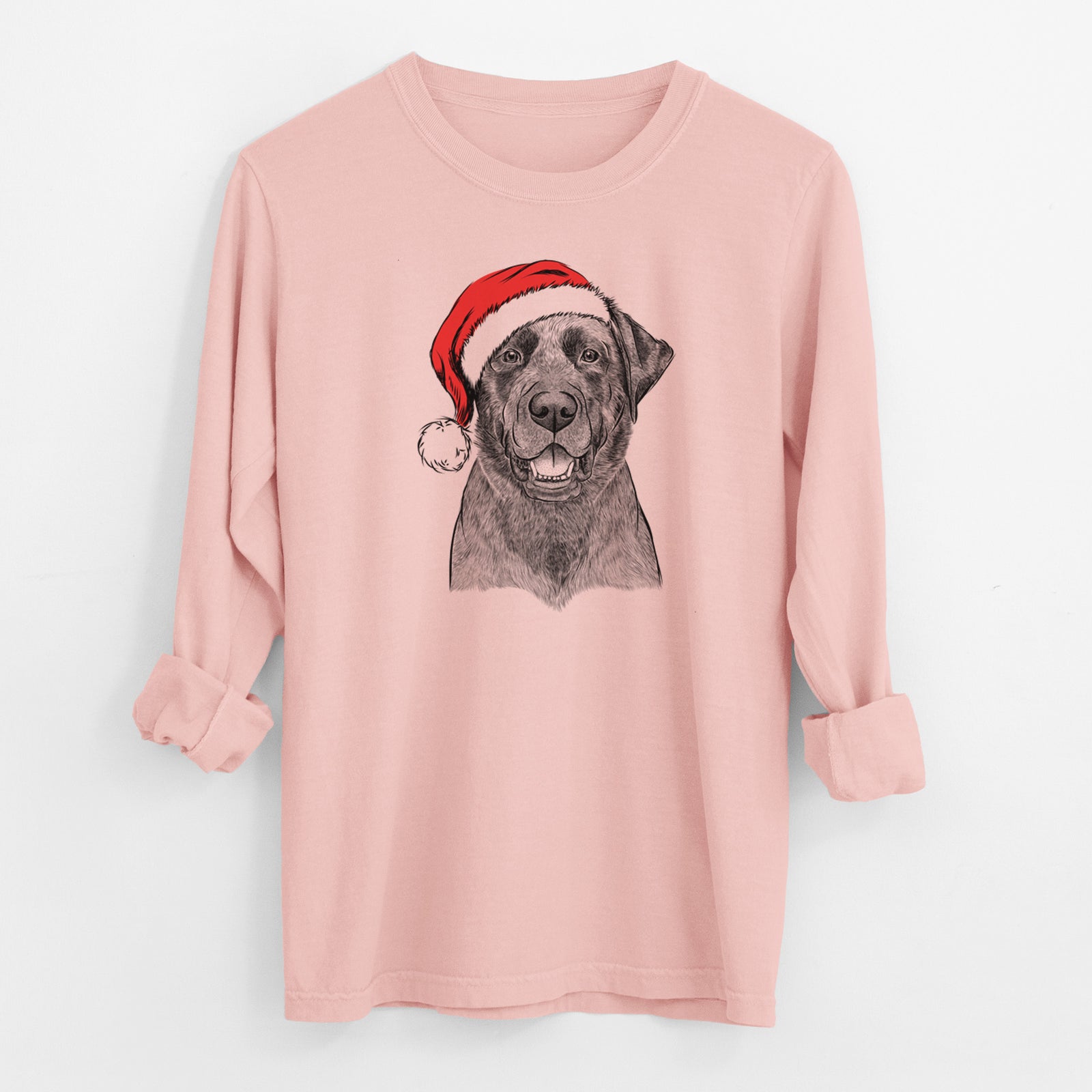 Santa Heath the Black Lab - Men's Heavyweight 100% Cotton Long Sleeve