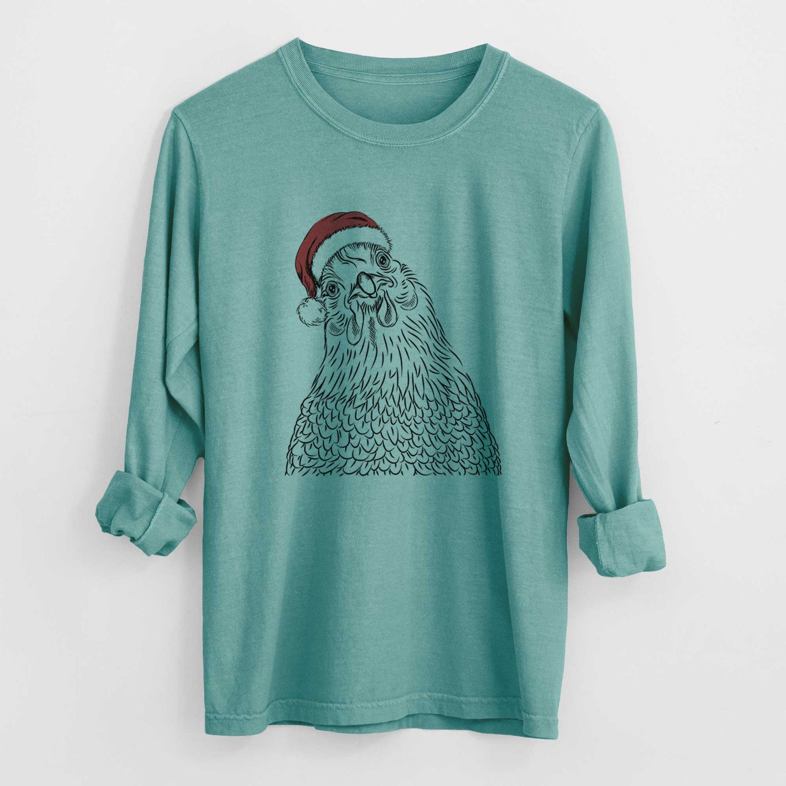 Santa Henrietta the Chicken - Men's Heavyweight 100% Cotton Long Sleeve