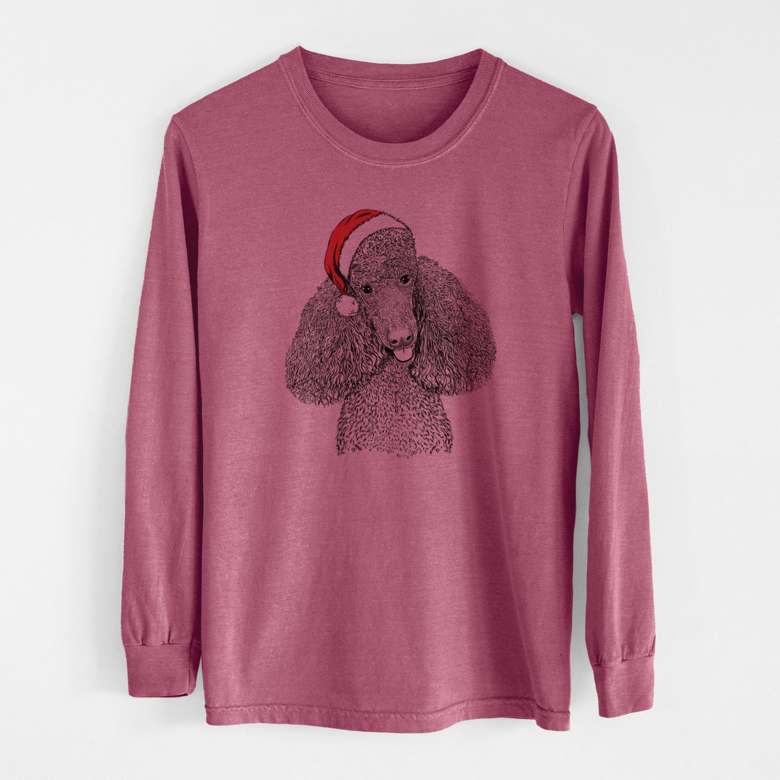 Santa Henry the Standard Poodle - Men's Heavyweight 100% Cotton Long Sleeve