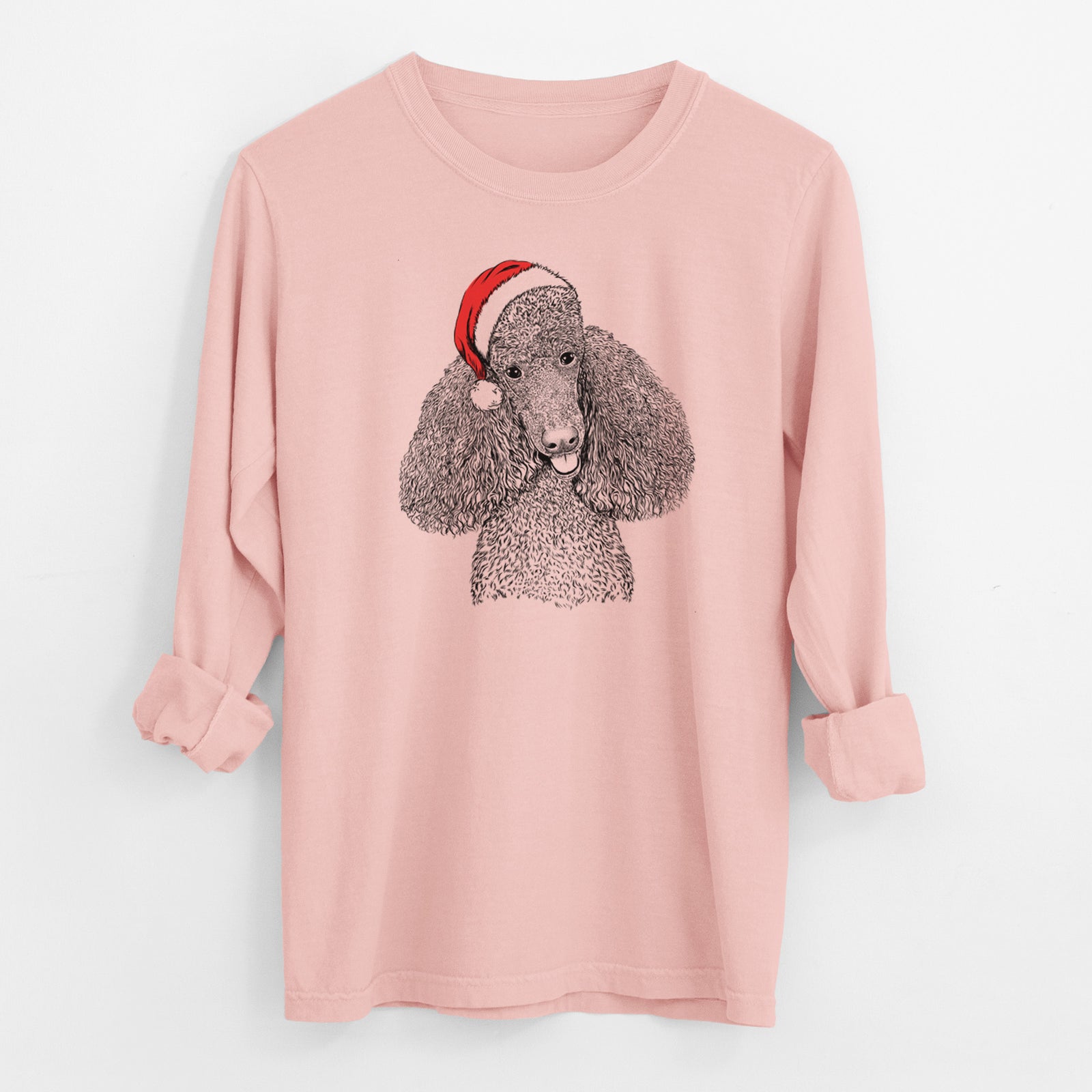 Santa Henry the Standard Poodle - Men's Heavyweight 100% Cotton Long Sleeve