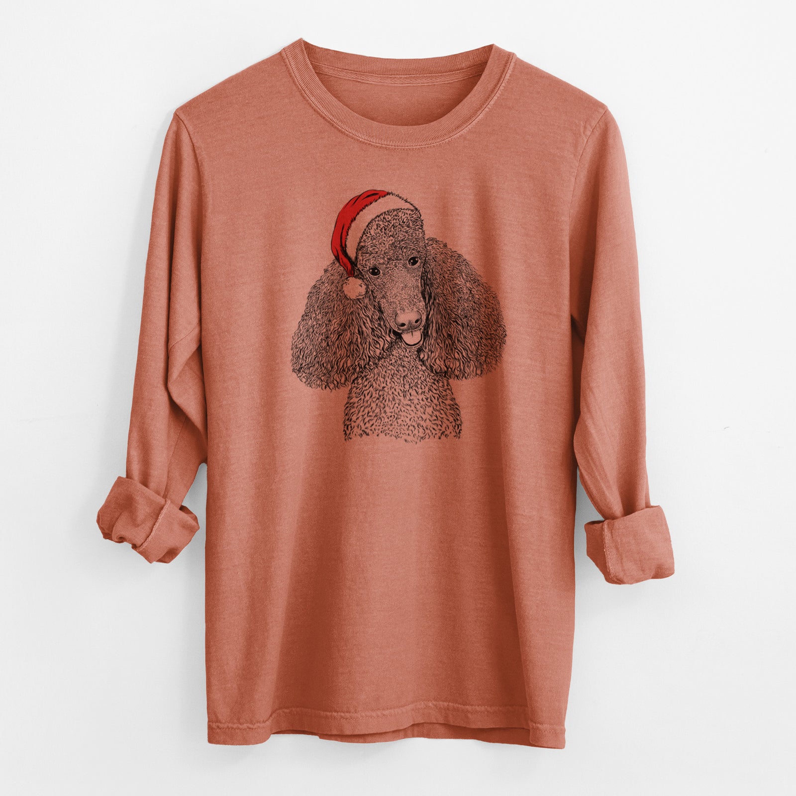 Santa Henry the Standard Poodle - Men's Heavyweight 100% Cotton Long Sleeve