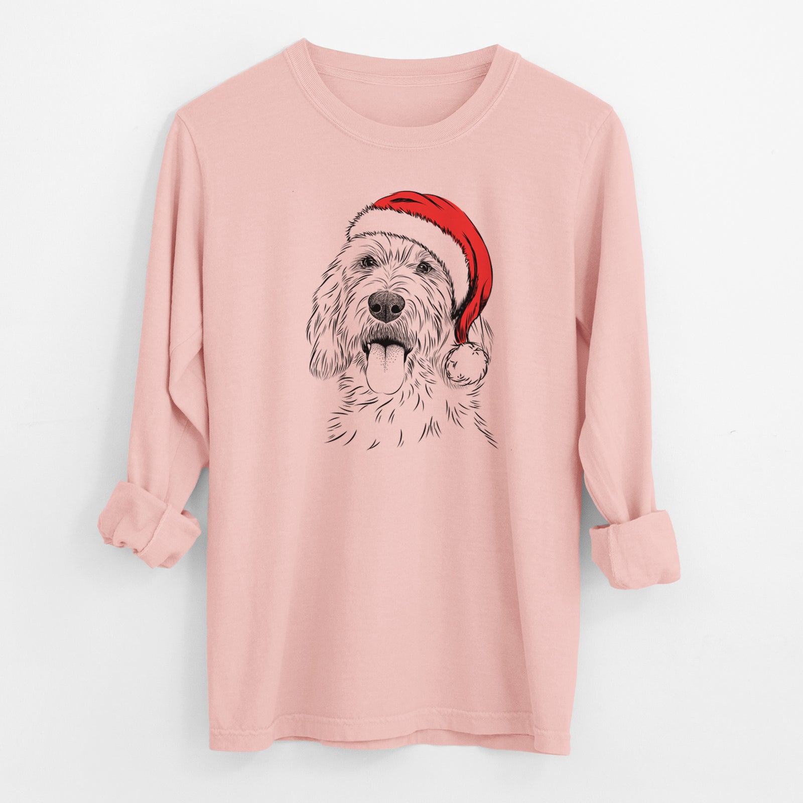 Santa Homer the Grand Basset Griffon Vendeen - Men's Heavyweight 100% Cotton Long Sleeve