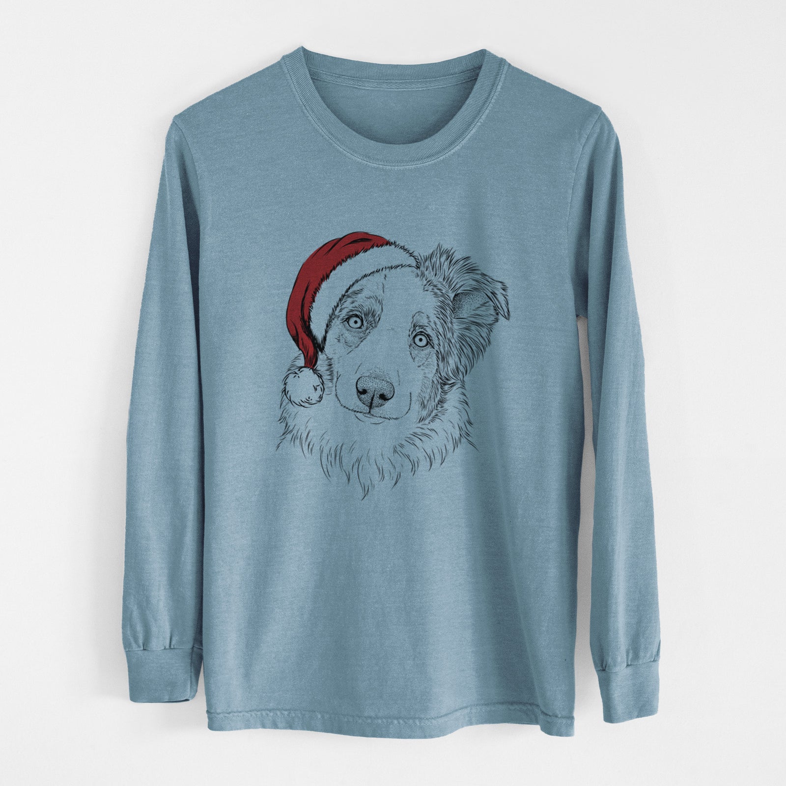 Santa HoneyBee the Miniature Australian Shepherd - Heavyweight 100% Cotton Long Sleeve